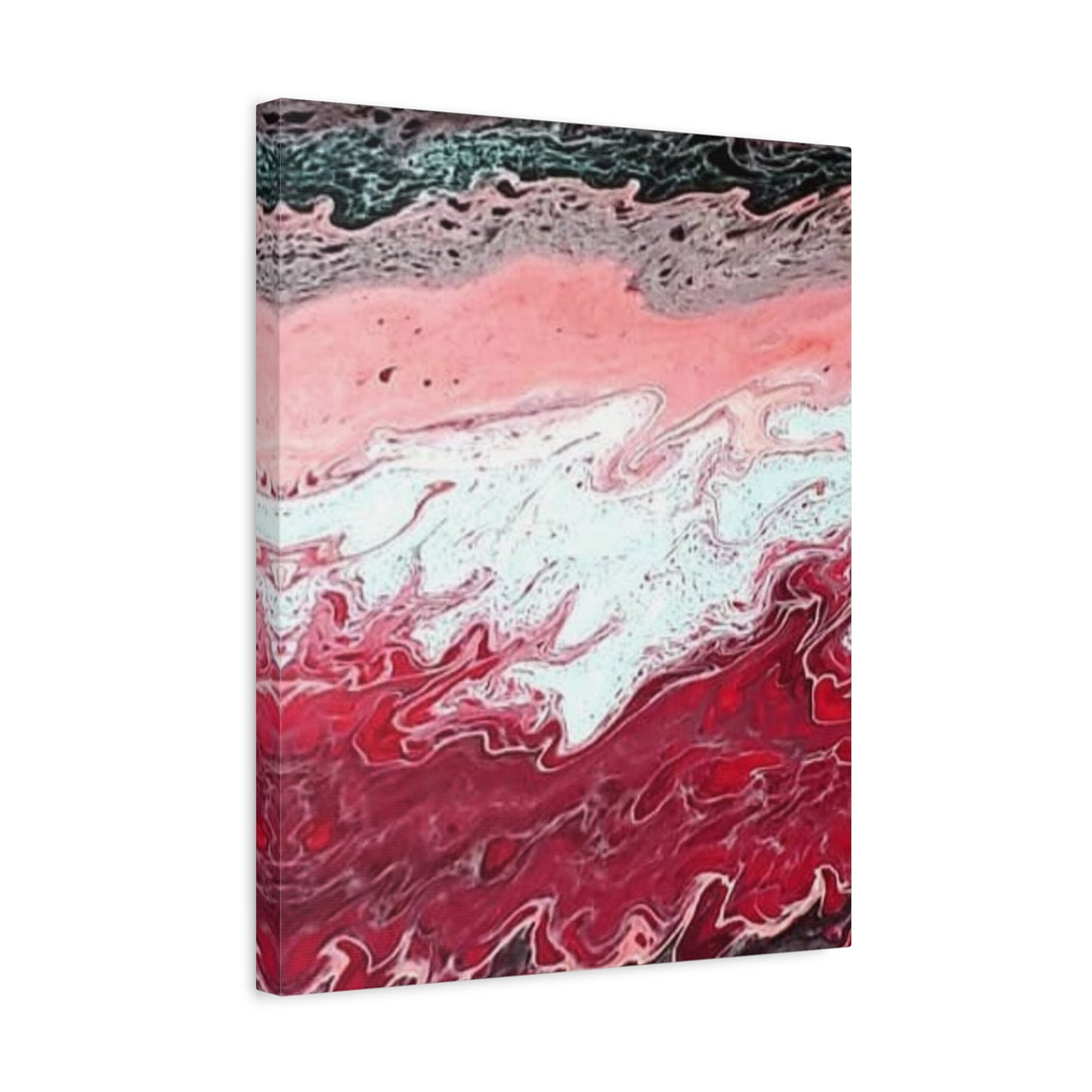Abstract Pink & Red Fluid Art Canvas — Matte Stretched Wall Art