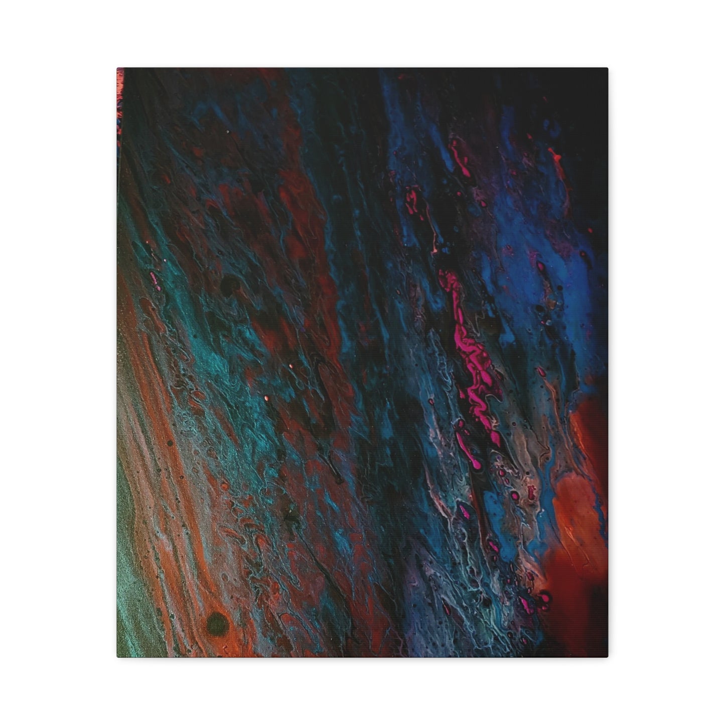Abstract Fluid Art Canvas Wall Art - Jupiter pour — Vibrant Ocean Night Matte Stretched Canvas
