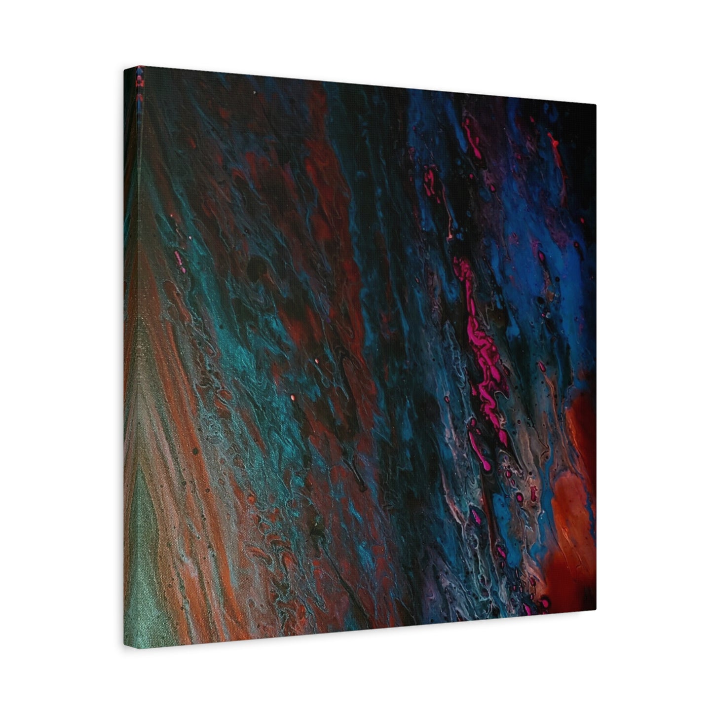 Abstract Fluid Art Canvas Wall Art - Jupiter pour — Vibrant Ocean Night Matte Stretched Canvas
