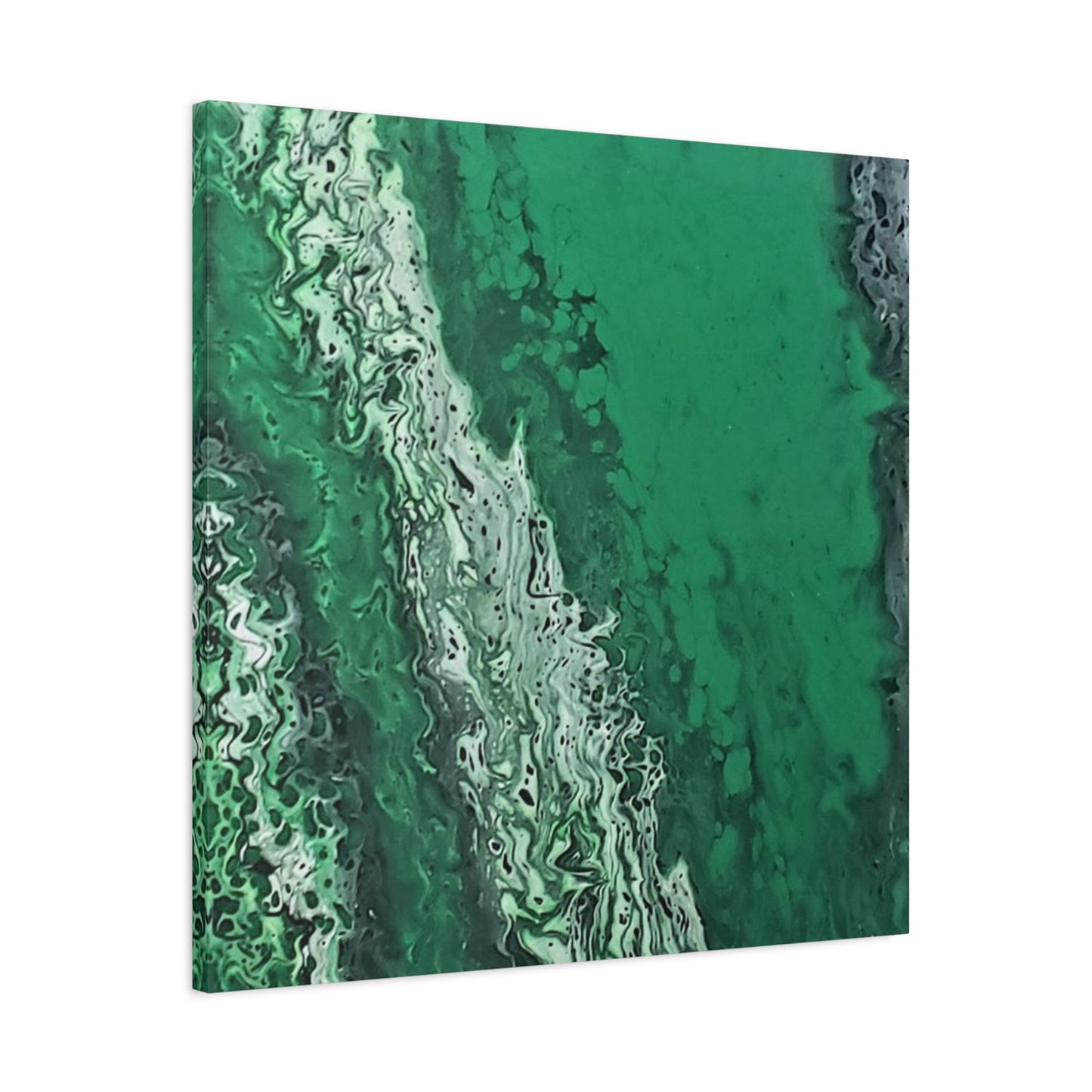 Emerald Wave Abstract Canvas Print — Matte Stretched Wall Art