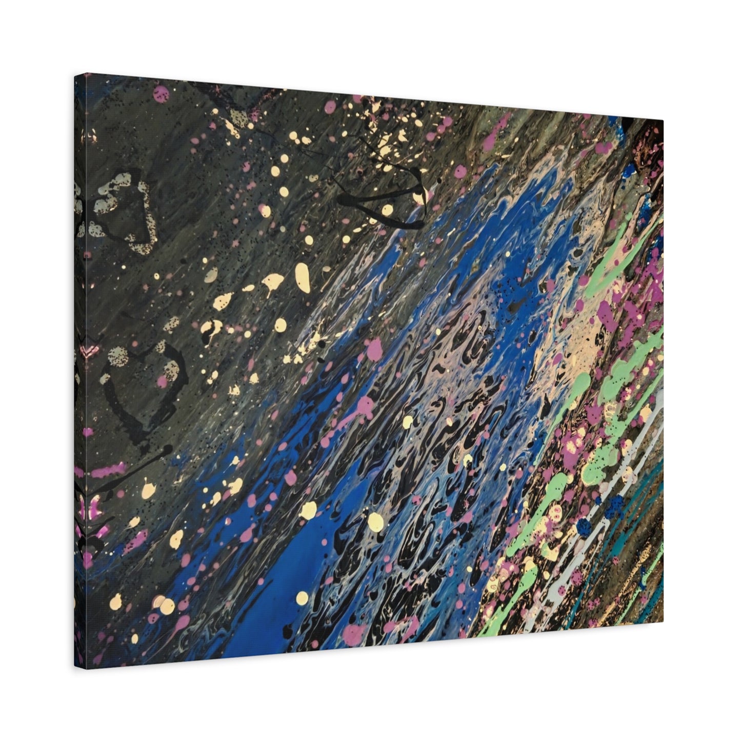 Abstract Splatter Matte Canvas Print — Colorful Fluid Art Wall Decor, Stretched 1.25"