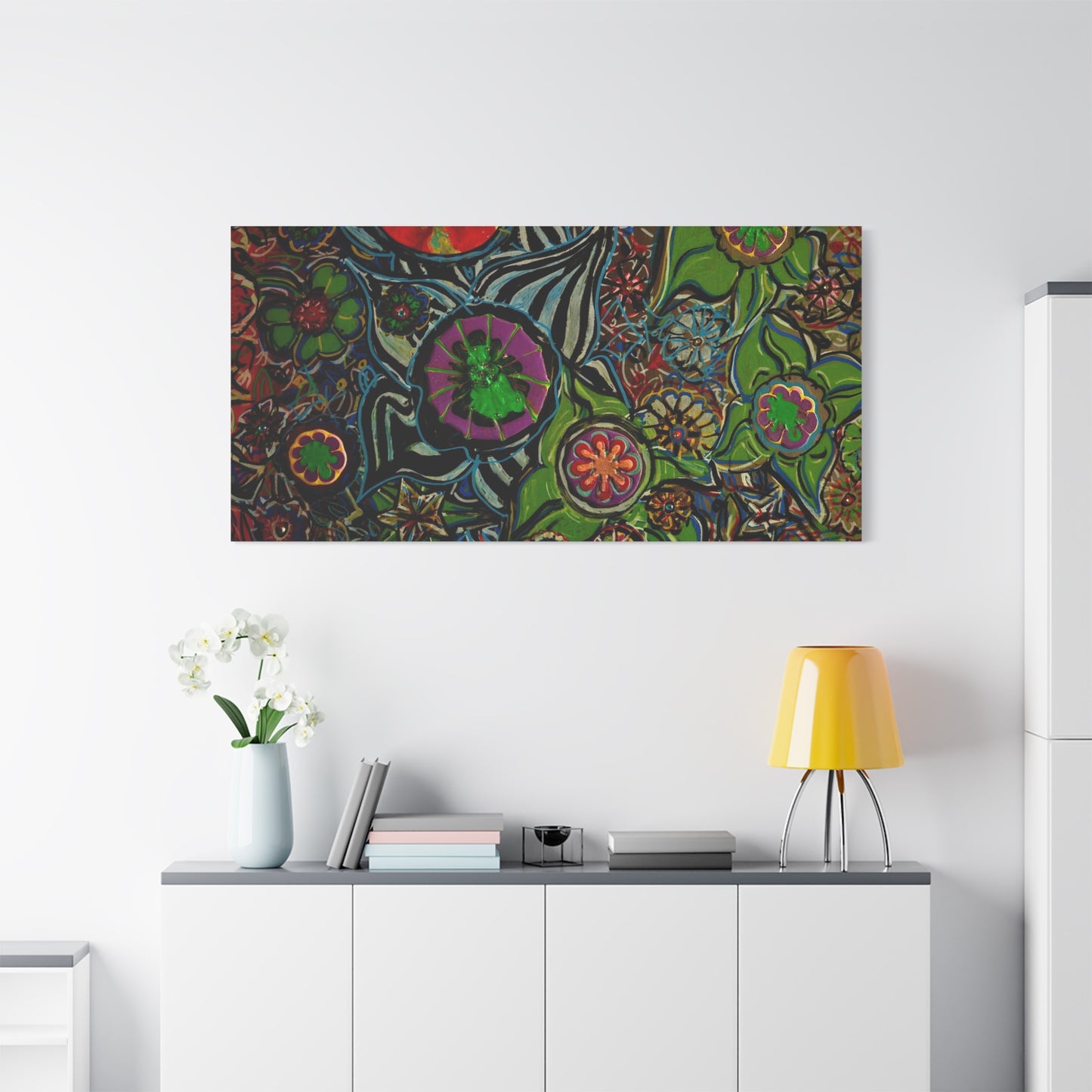 Urban_gardening-03 - Psychedelic Floral Canvas Print — Vibrant Abstract Garden Wall Art