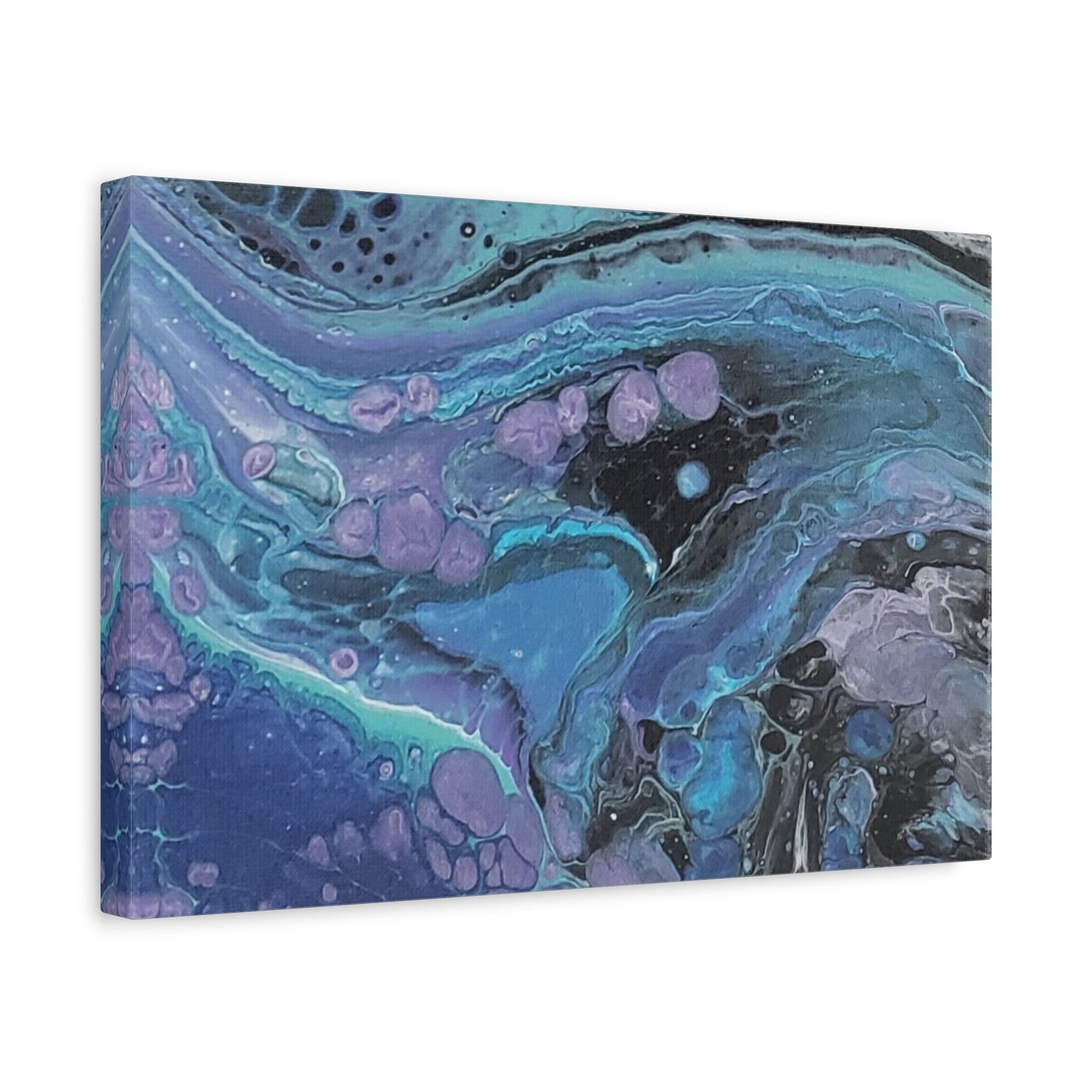 Abstract Ocean Wave Matte Canvas Print — Blue & Purple Fluid Art, Stretched 1.25"