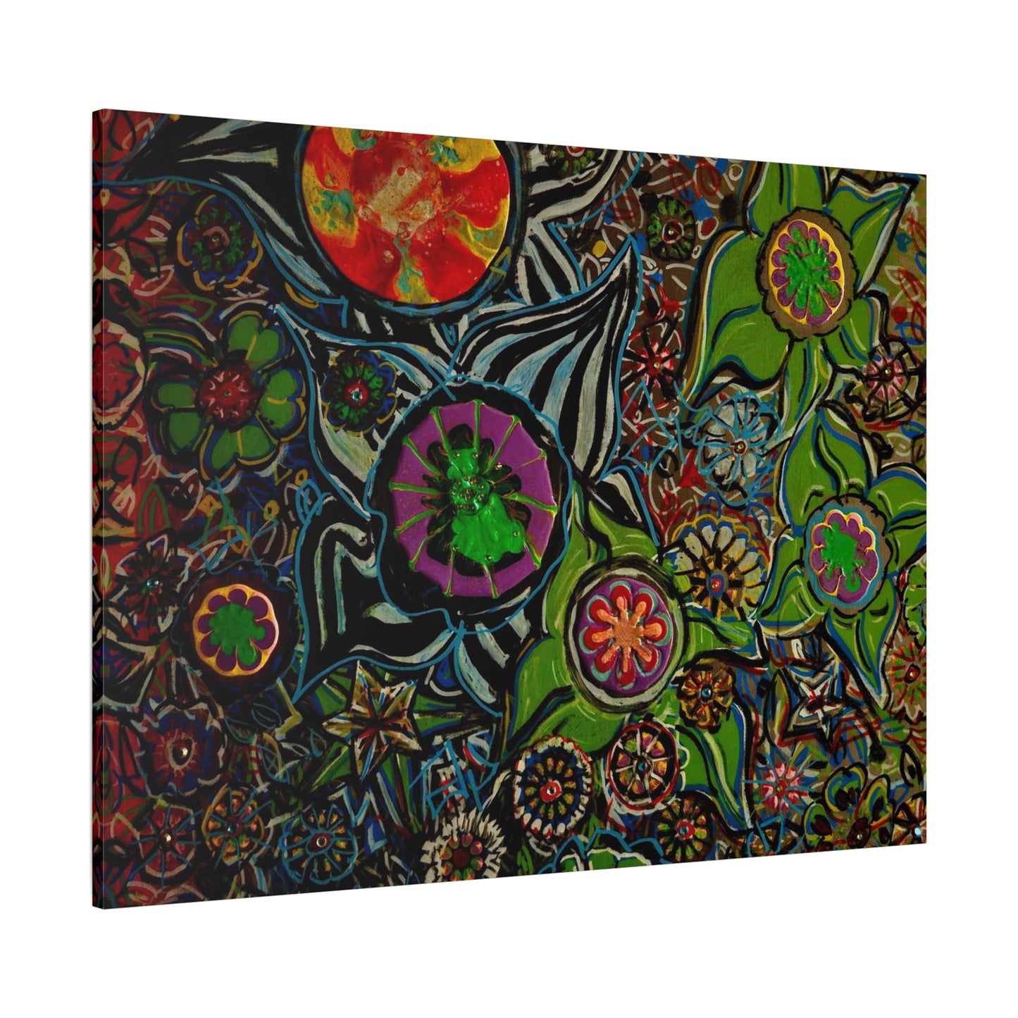 Urban_gardening-03 - Psychedelic Floral Canvas Print — Vibrant Abstract Garden Wall Art