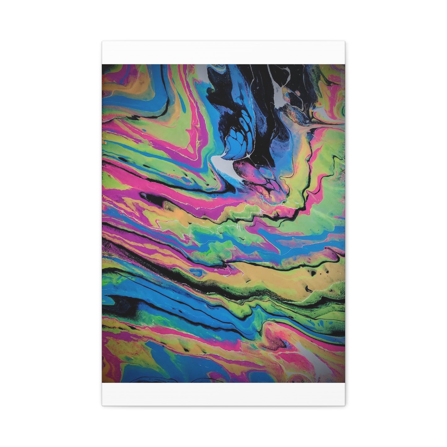 Abstract Neon Fluid Art Canvas Print — Vibrant Psychedelic Wall Decor