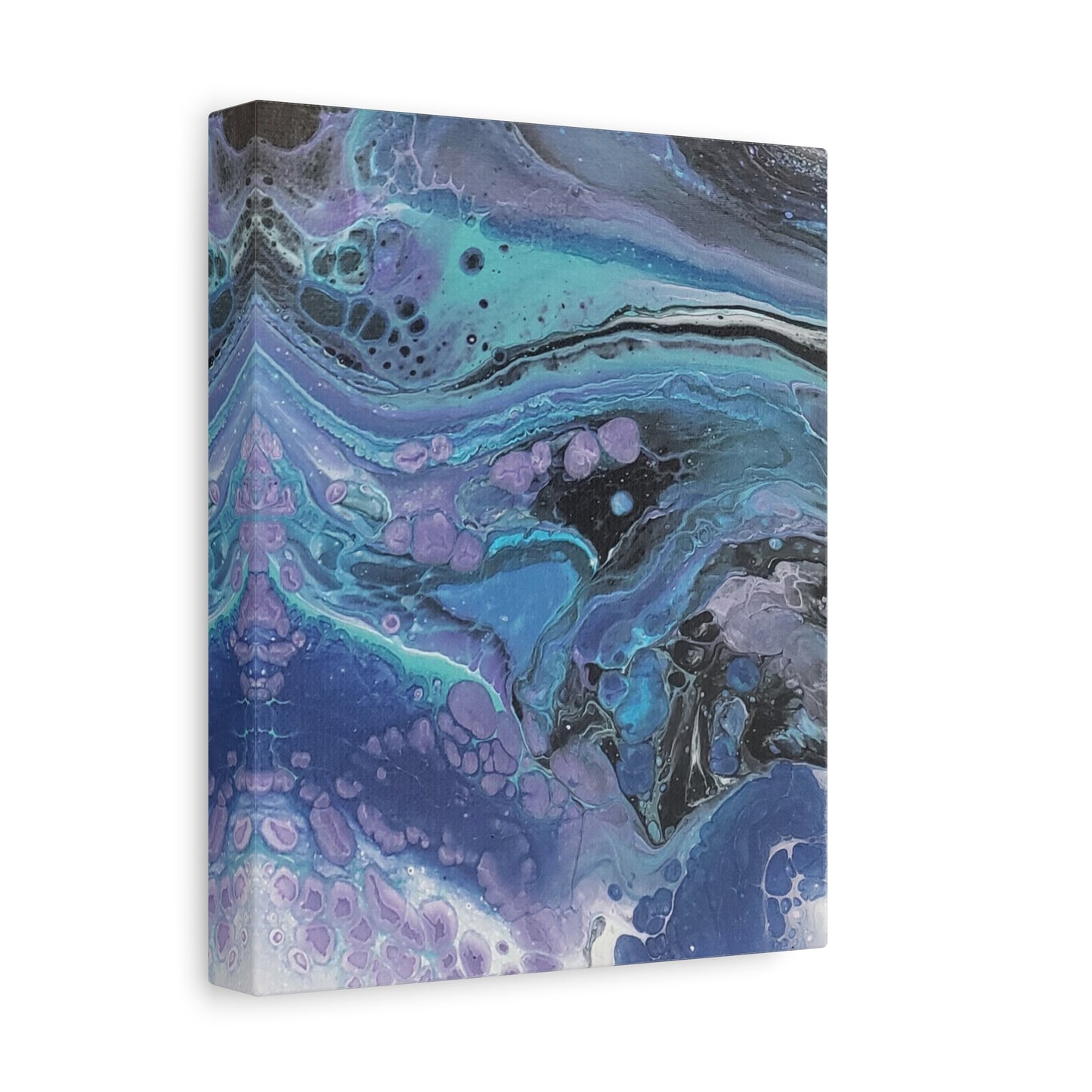 Abstract Ocean Wave Matte Canvas Print — Blue & Purple Fluid Art, Stretched 1.25"