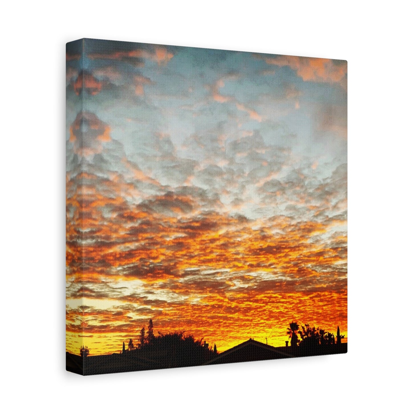 Sunset Sky Canvas Print — Orange Cloudscape Matte Stretched Wall Art