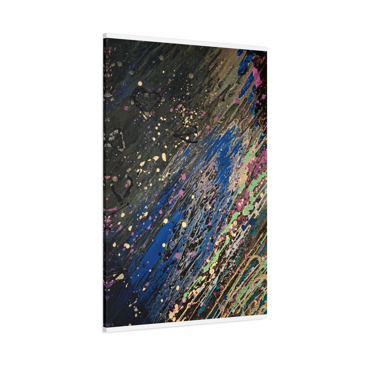 Abstract Splatter Matte Canvas Print — Colorful Fluid Art Wall Decor, Stretched 1.25"