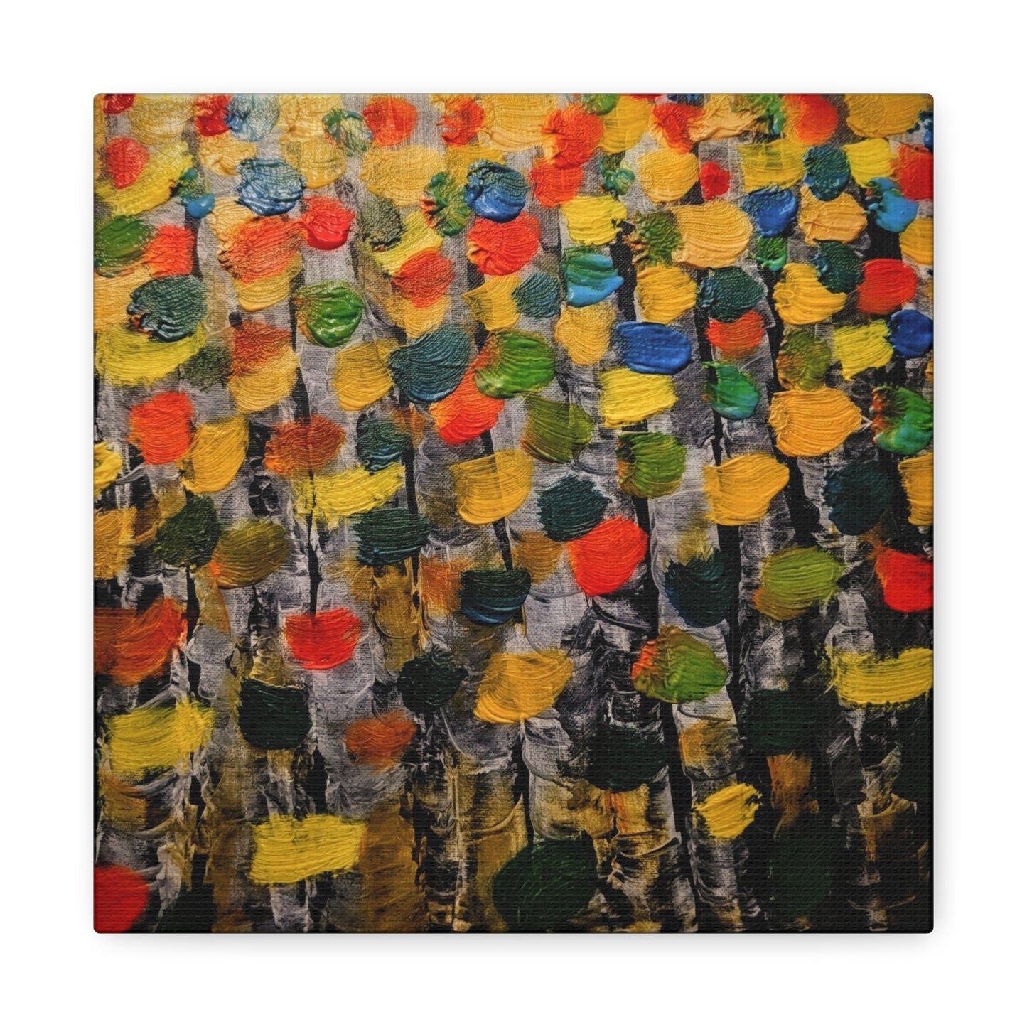 birch trees with color strokes - Abstract Color Bloom Matte Canvas Wall Art — Stretched 1.25"