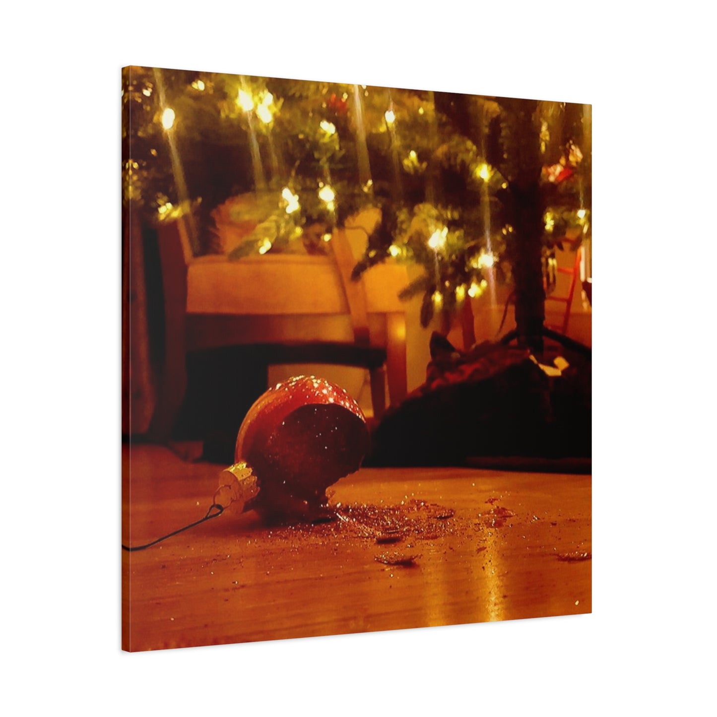 Christmas Tree Ornament Photo Canvas – Cozy Holiday Still Life Wall Art