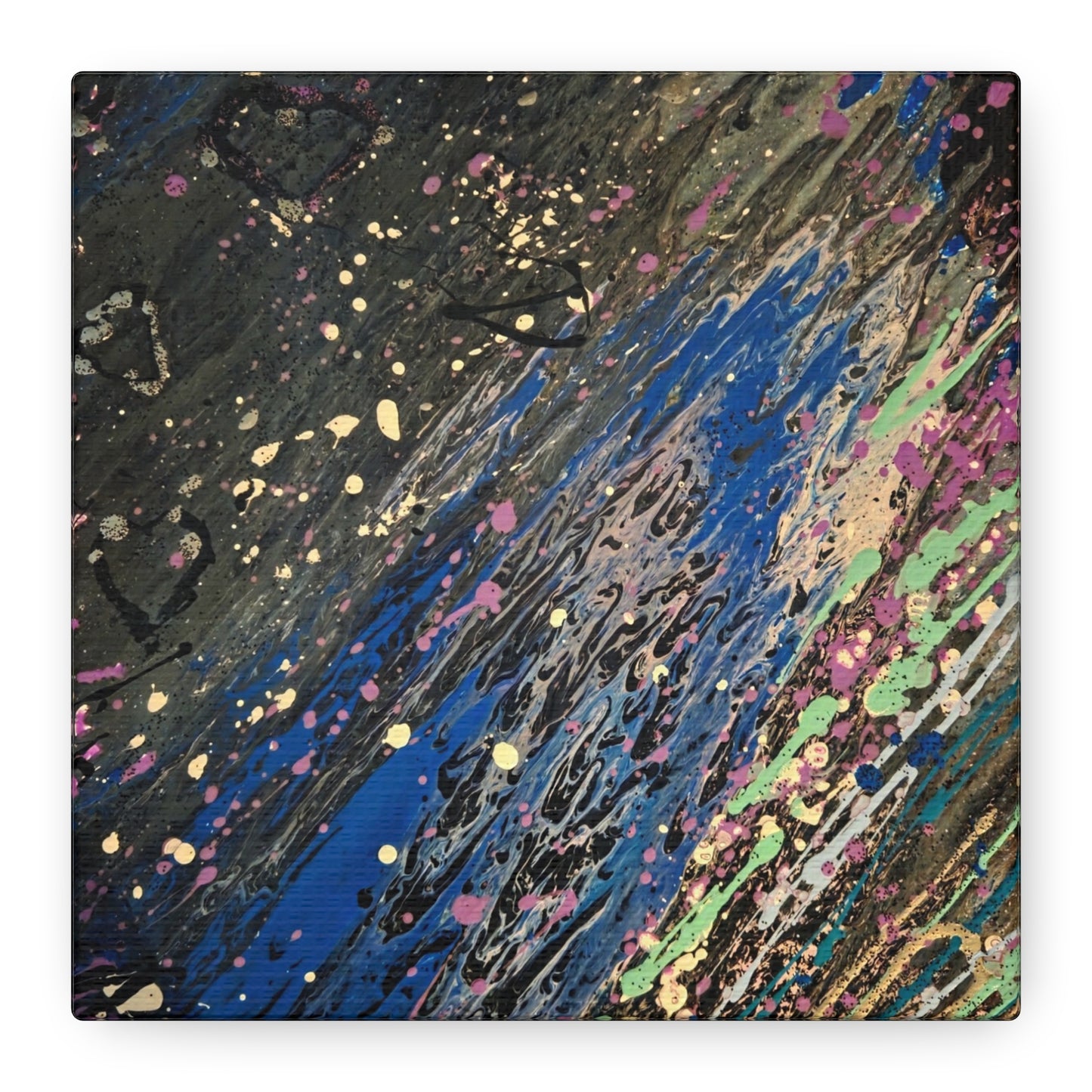 Abstract Splatter Matte Canvas Print — Colorful Fluid Art Wall Decor, Stretched 1.25"