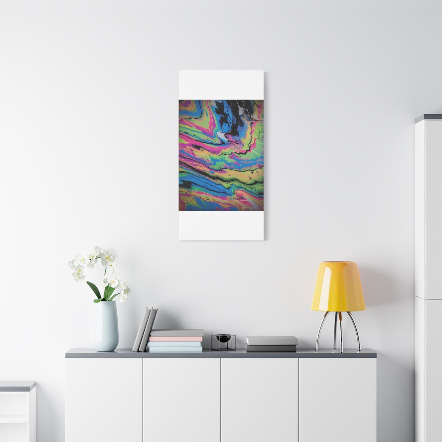 Abstract Neon Fluid Art Canvas Print — Vibrant Psychedelic Wall Decor