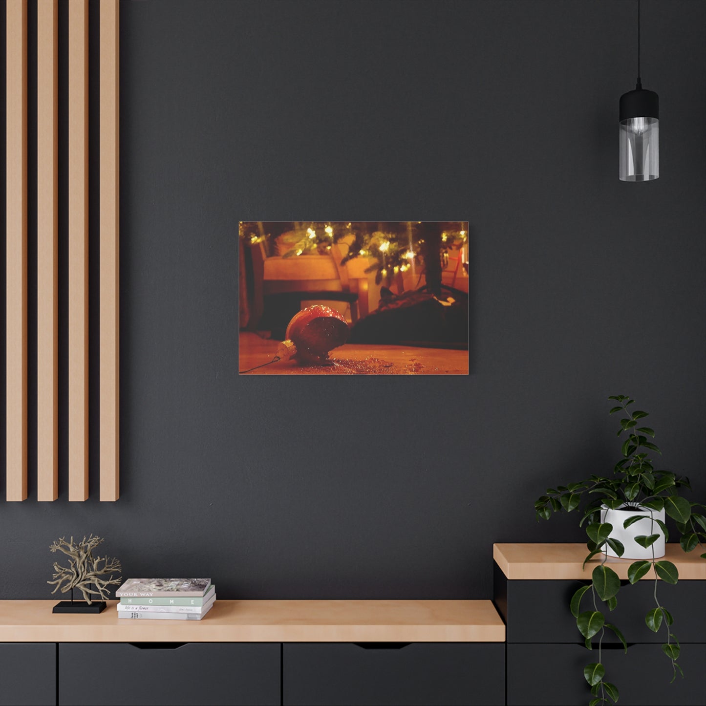 Christmas Tree Ornament Photo Canvas – Cozy Holiday Still Life Wall Art
