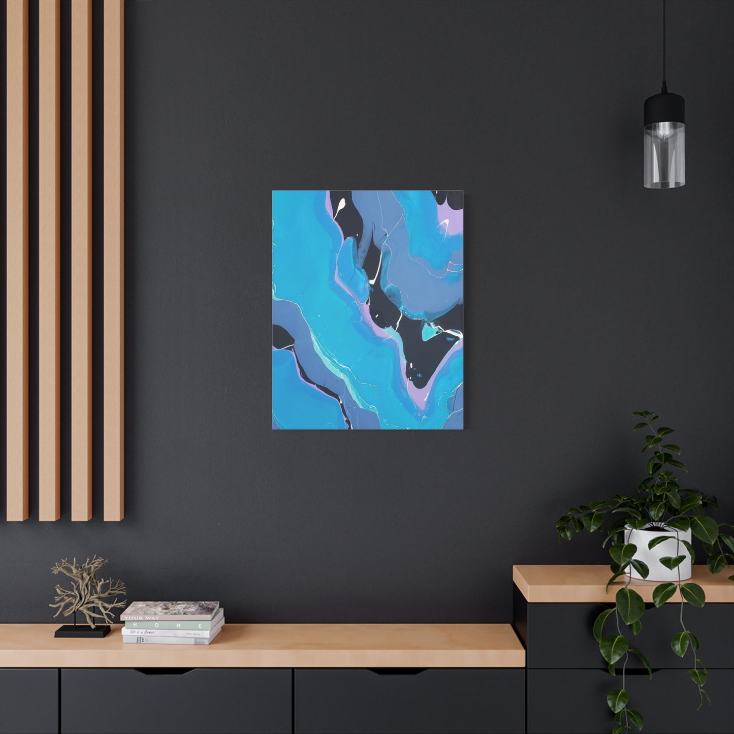 Abstract Blue Fluid Art Canvas Print — Matte Stretched Wall Art 1.25"