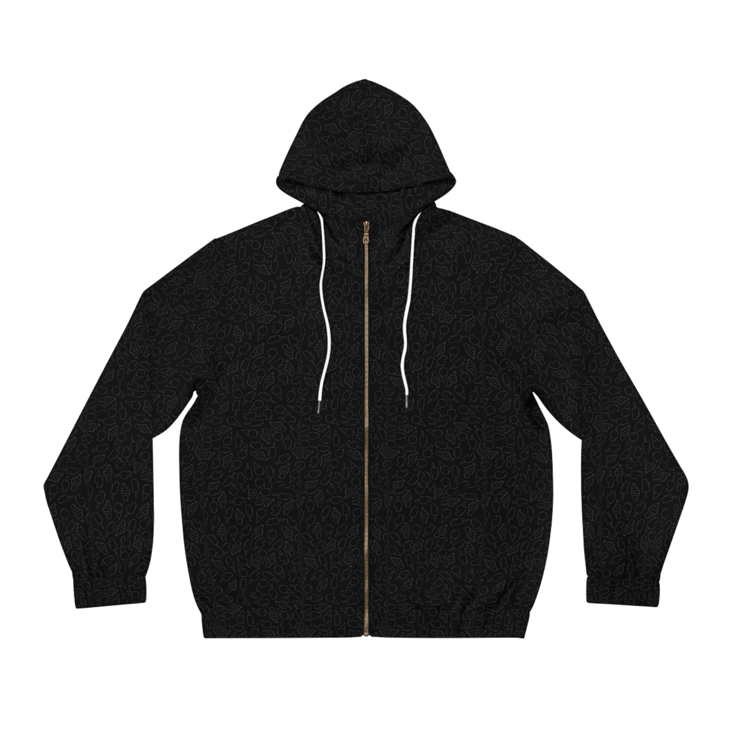 Black with ice-cream icons Full-Zip Hoodie – Men's Classic Zip-Up Hoodie