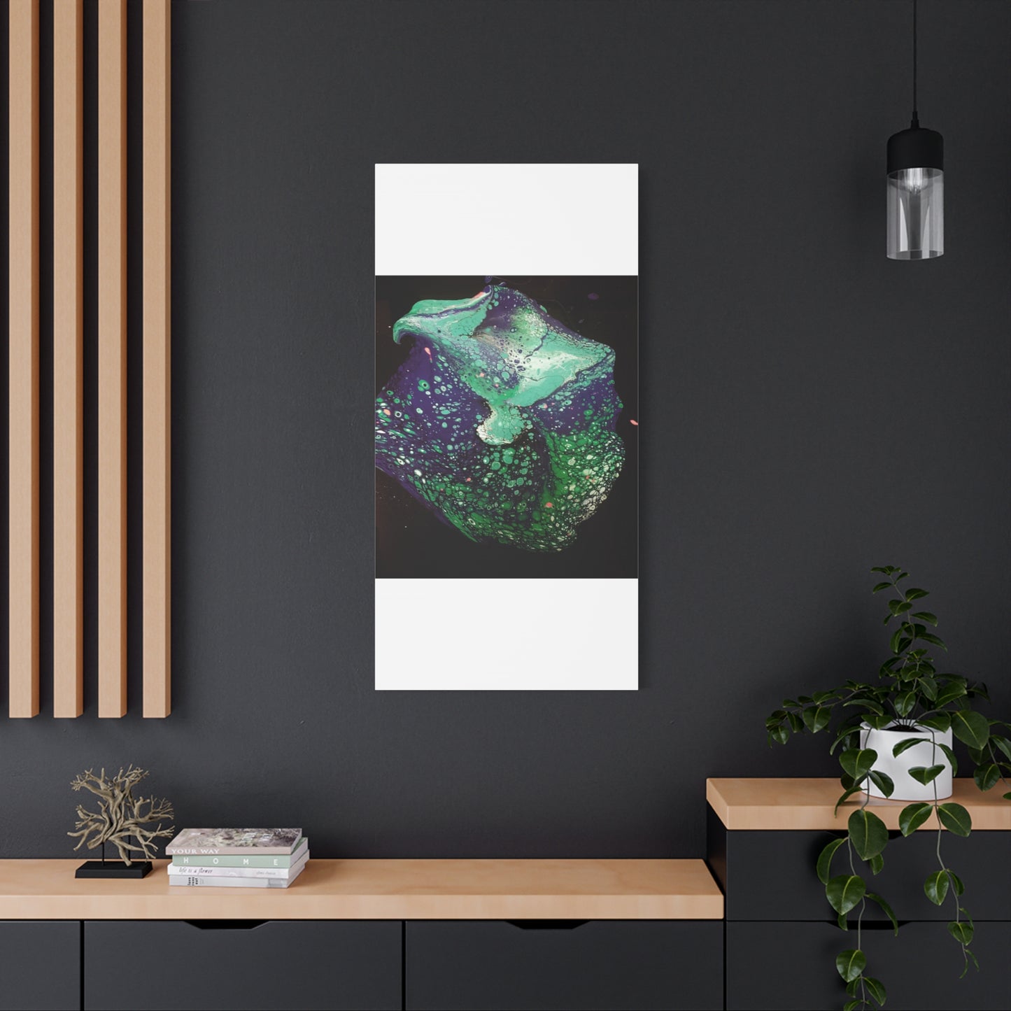 Abstract Green & Teal Fluid Art Canvas Print - Matte Stretched Wall Art