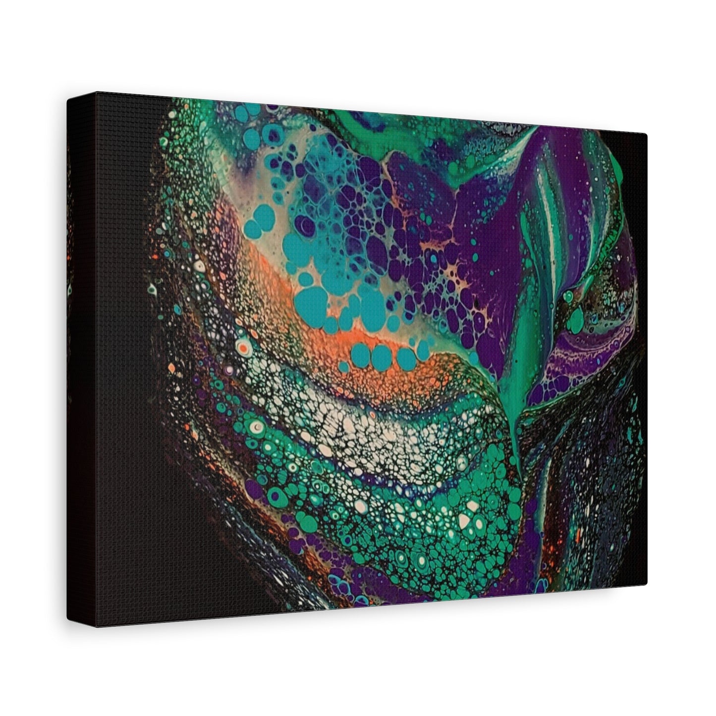 Abstract Fluid Art Canvas Print — Teal, Purple & Gold Swirl Matte Stretched Wall Art