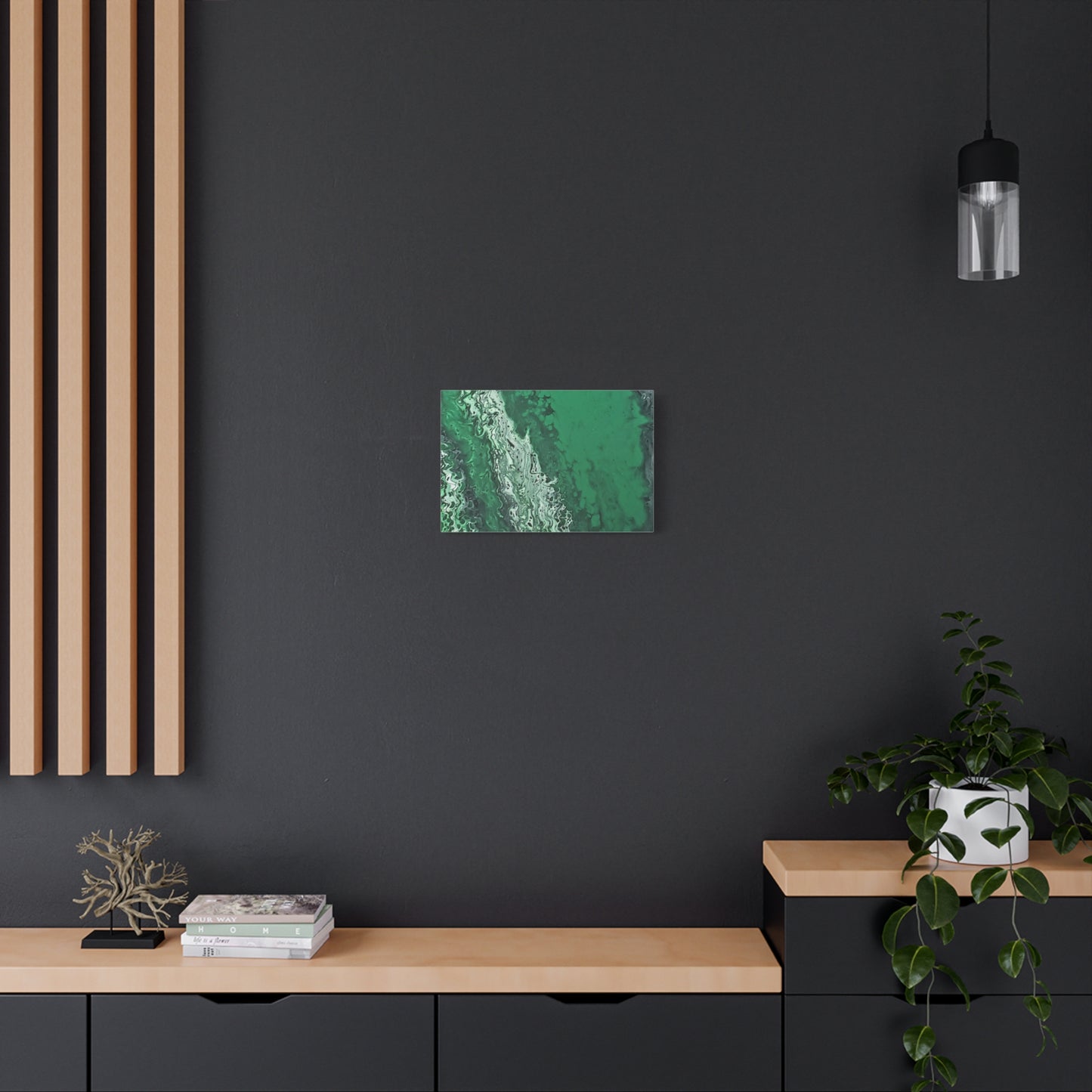 Emerald Wave Abstract Canvas Print — Matte Stretched Wall Art