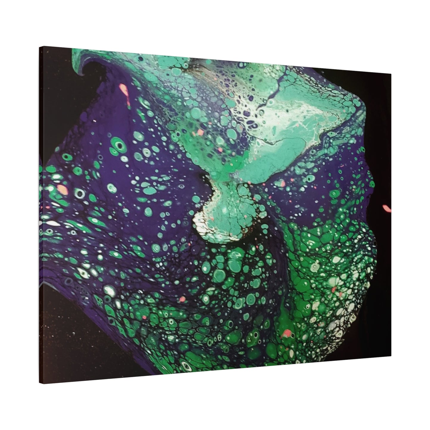 Abstract Green & Teal Fluid Art Canvas Print - Matte Stretched Wall Art