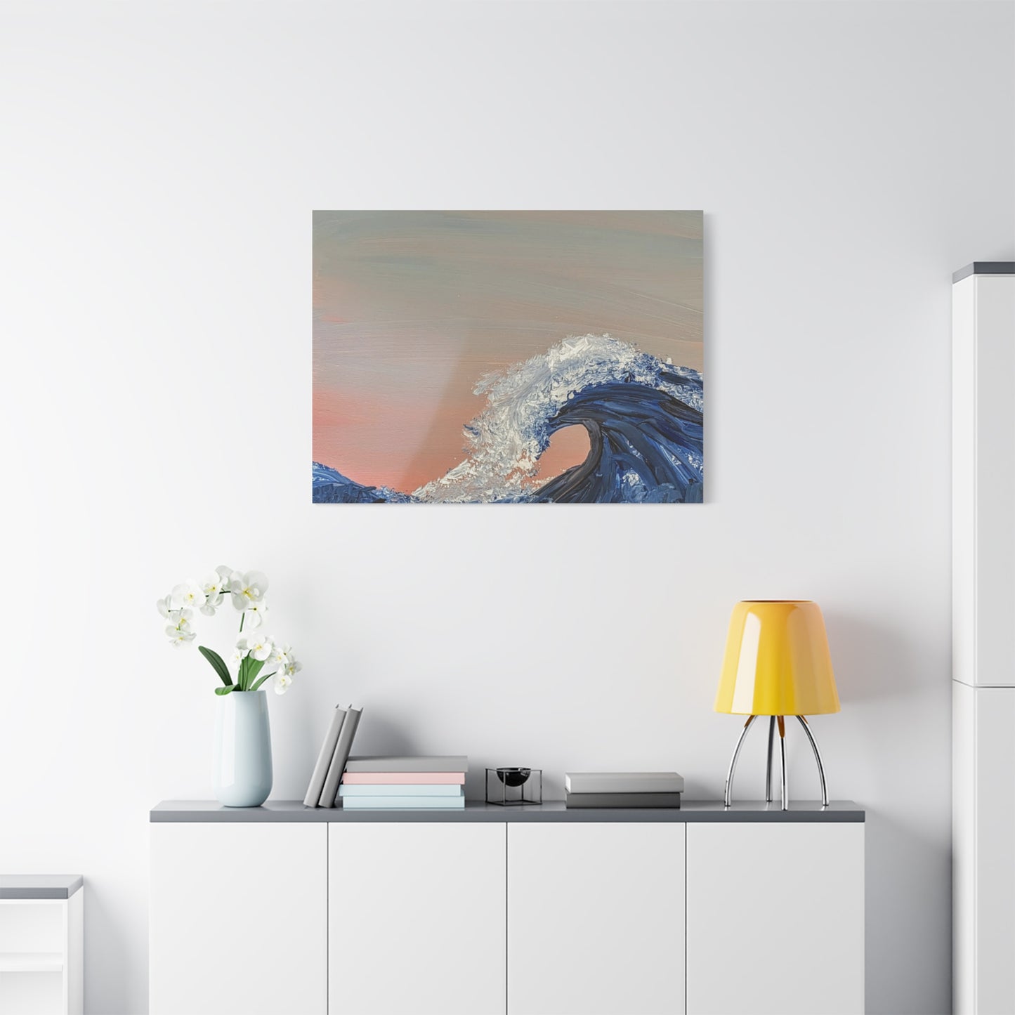 California_Coast - Ocean Wave Canvas Art — Blue Wave Seascape Matte Stretched Canvas