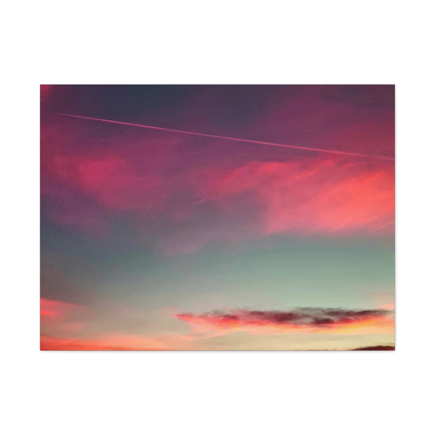 pink sky at morning - Horizon Matte Canvas Print — Vibrant Pink & Teal Sky Wall Art, Stretched 1.25"