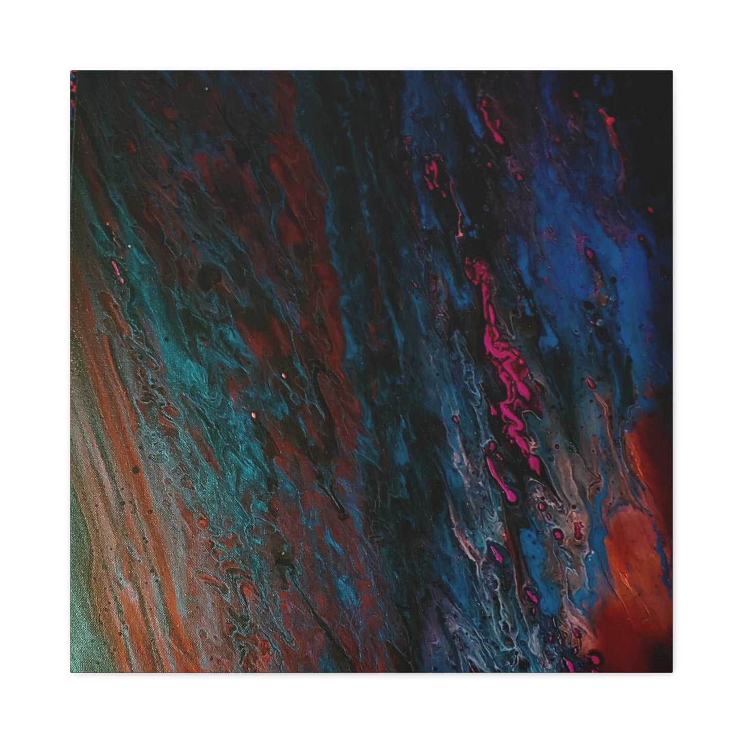 Abstract Fluid Art Canvas Wall Art - Jupiter pour — Vibrant Ocean Night Matte Stretched Canvas