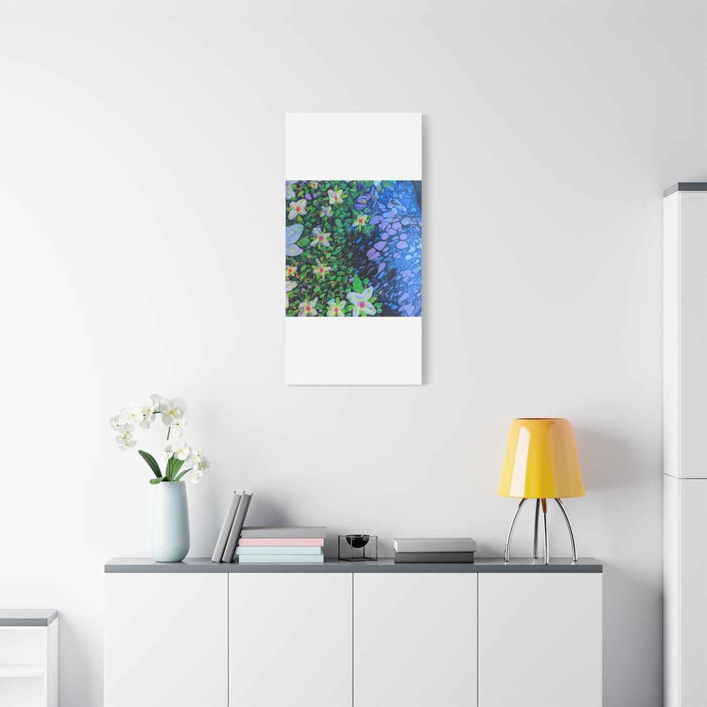 Floetrol&Flowers -  Reef Matte Canvas Wall Art — Blue & Green Abstract Flower Painting