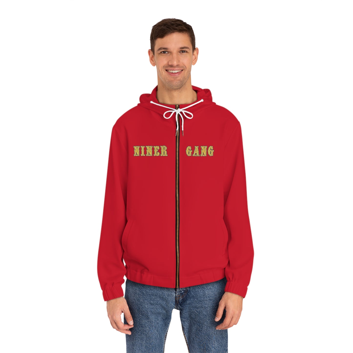 Niner Gang Full‑Zip Hoodie — Gold Football Team Zip Jacket