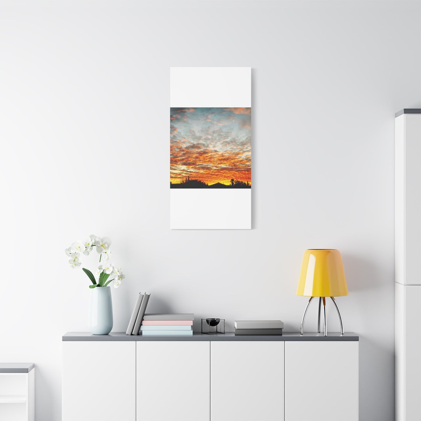 Sunset Sky Canvas Print — Orange Cloudscape Matte Stretched Wall Art