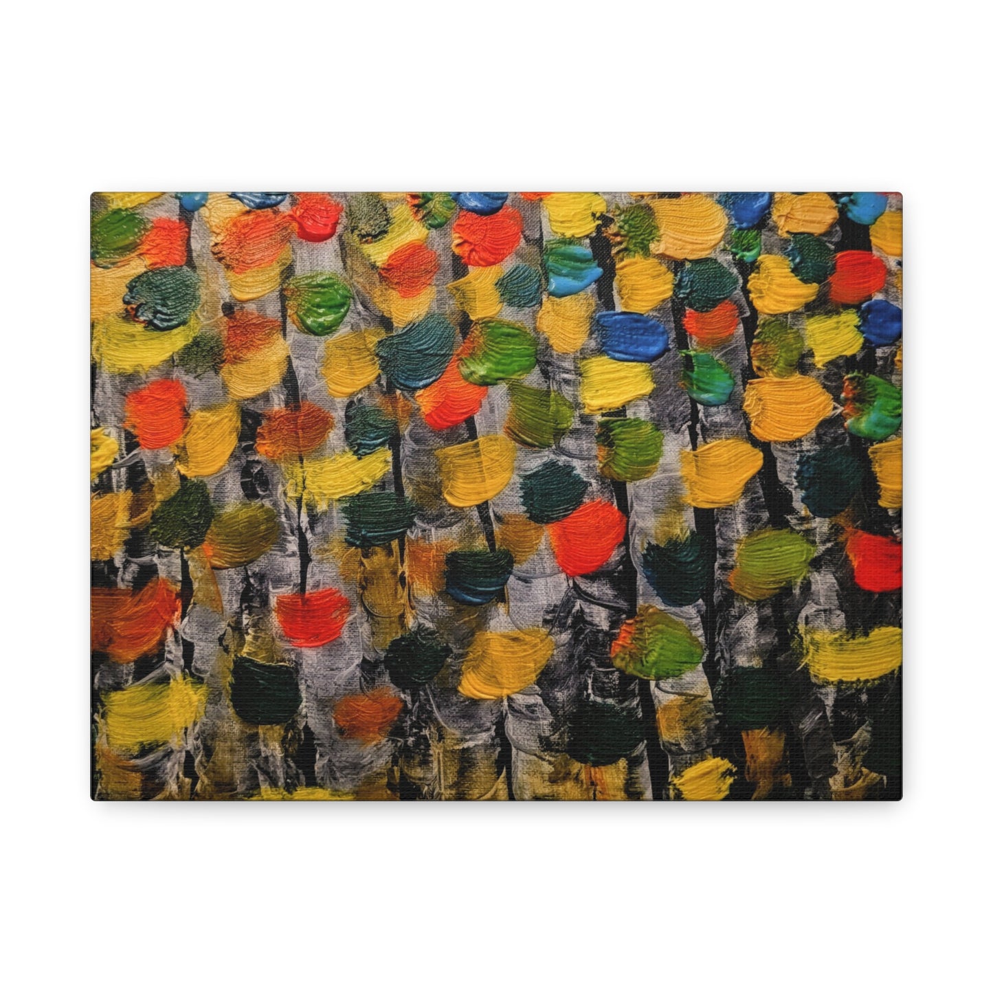 birch trees with color strokes - Abstract Color Bloom Matte Canvas Wall Art — Stretched 1.25"