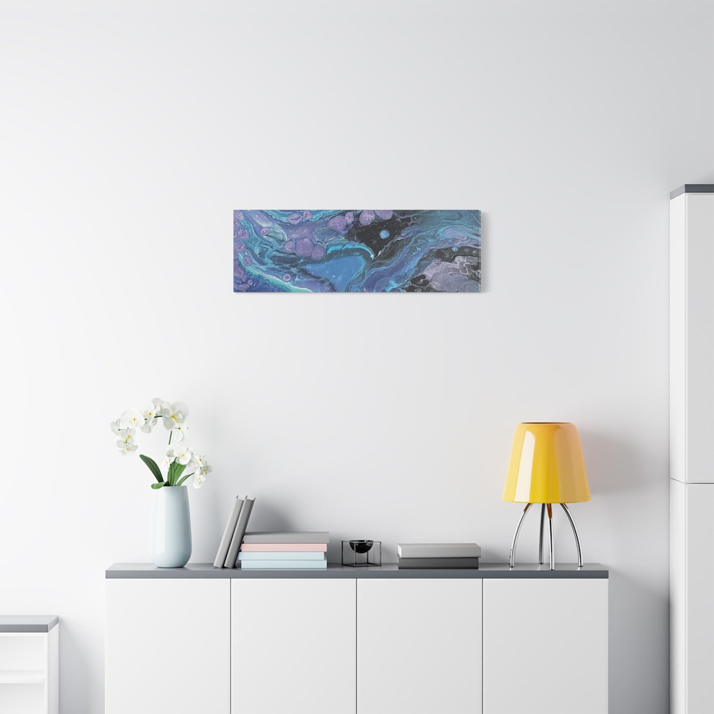 Abstract Ocean Wave Matte Canvas Print — Blue & Purple Fluid Art, Stretched 1.25"