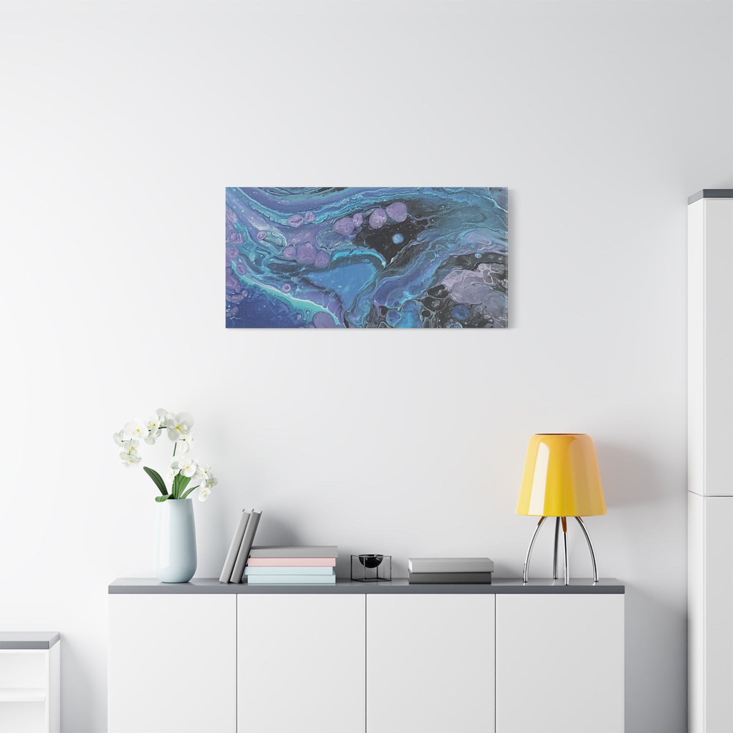 Abstract Ocean Wave Matte Canvas Print — Blue & Purple Fluid Art, Stretched 1.25"