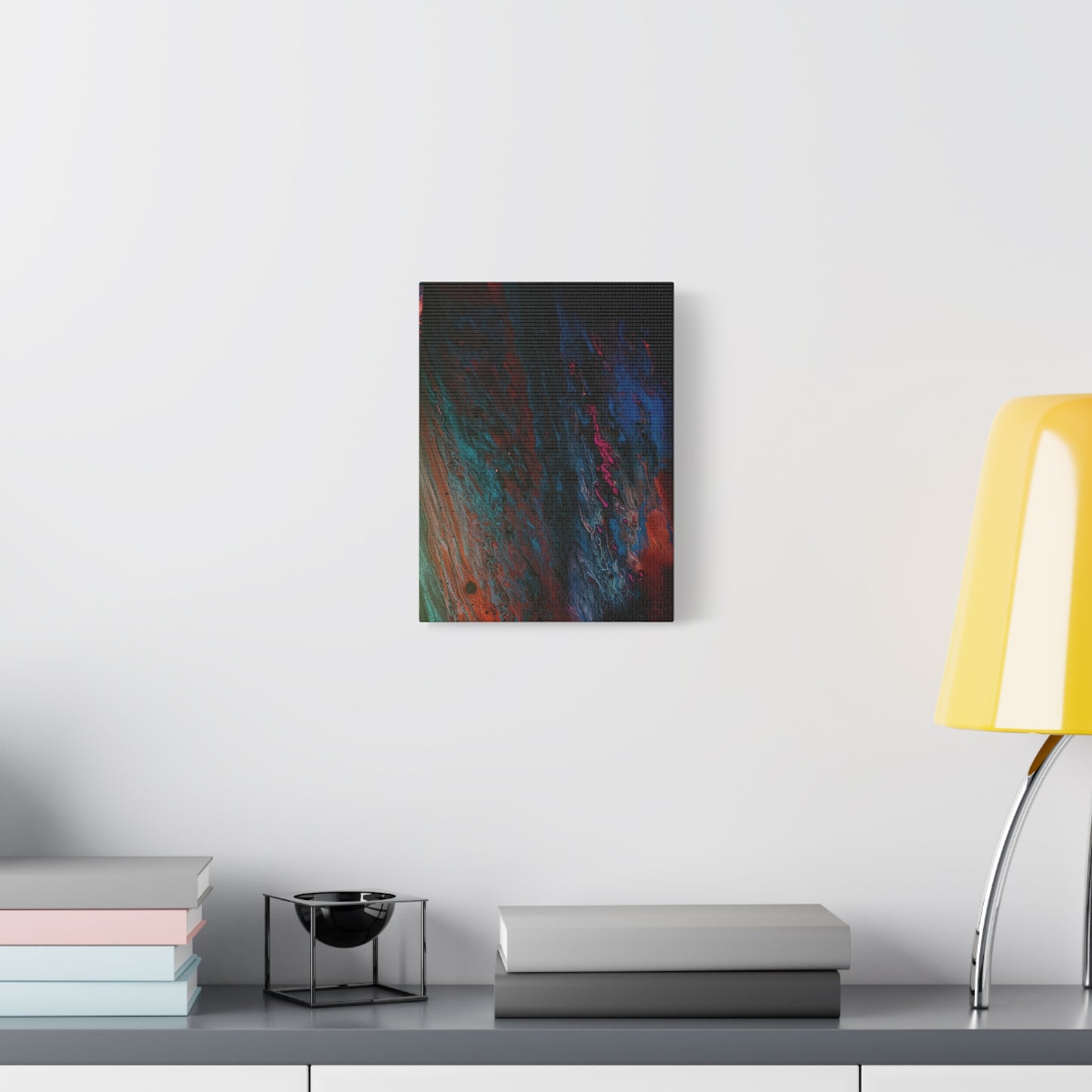 Abstract Fluid Art Canvas Wall Art - Jupiter pour — Vibrant Ocean Night Matte Stretched Canvas