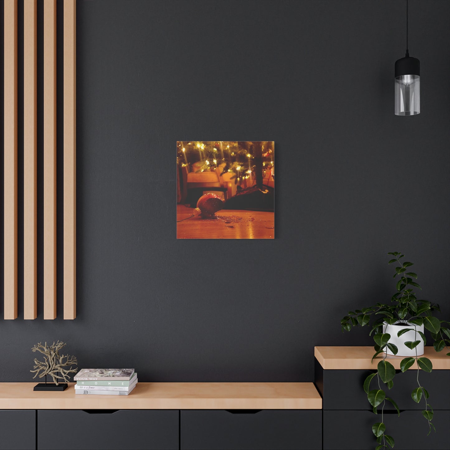 Christmas Tree Ornament Photo Canvas – Cozy Holiday Still Life Wall Art