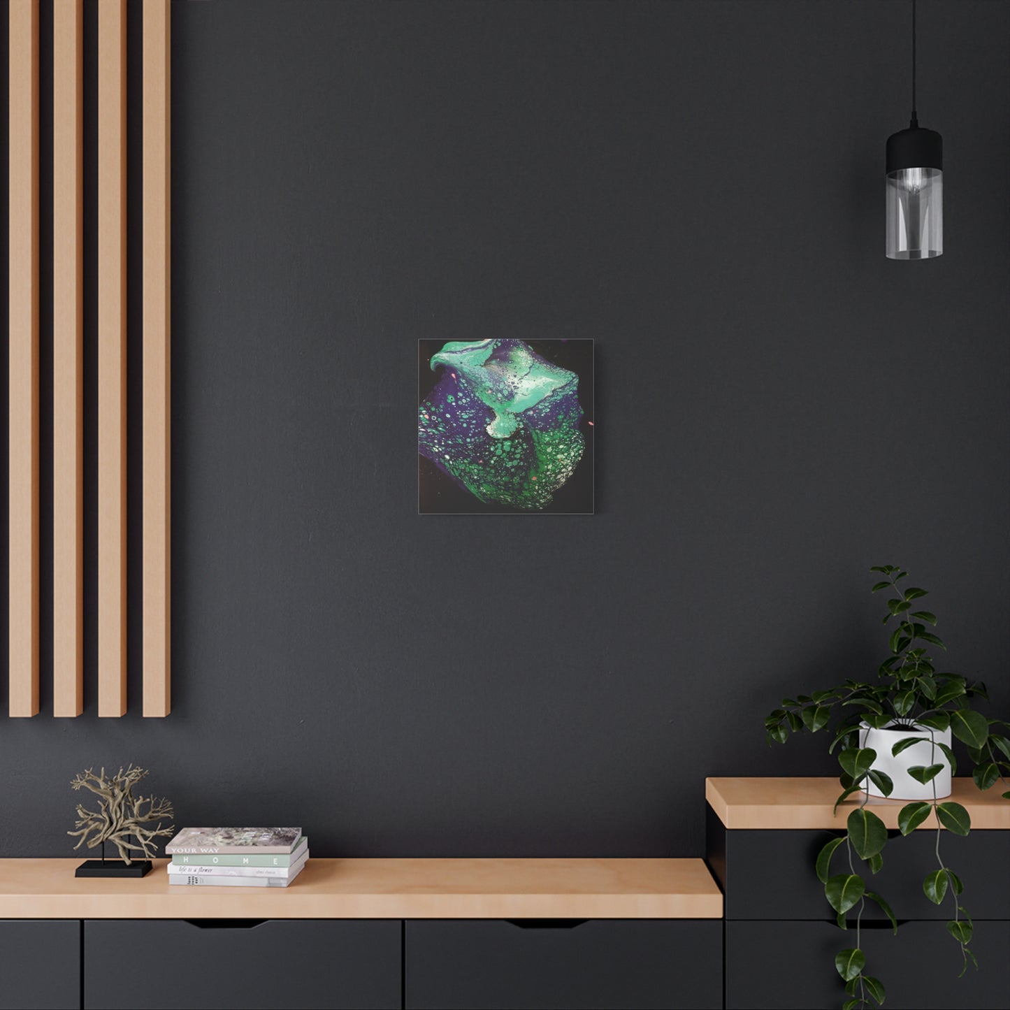 Abstract Green & Teal Fluid Art Canvas Print - Matte Stretched Wall Art