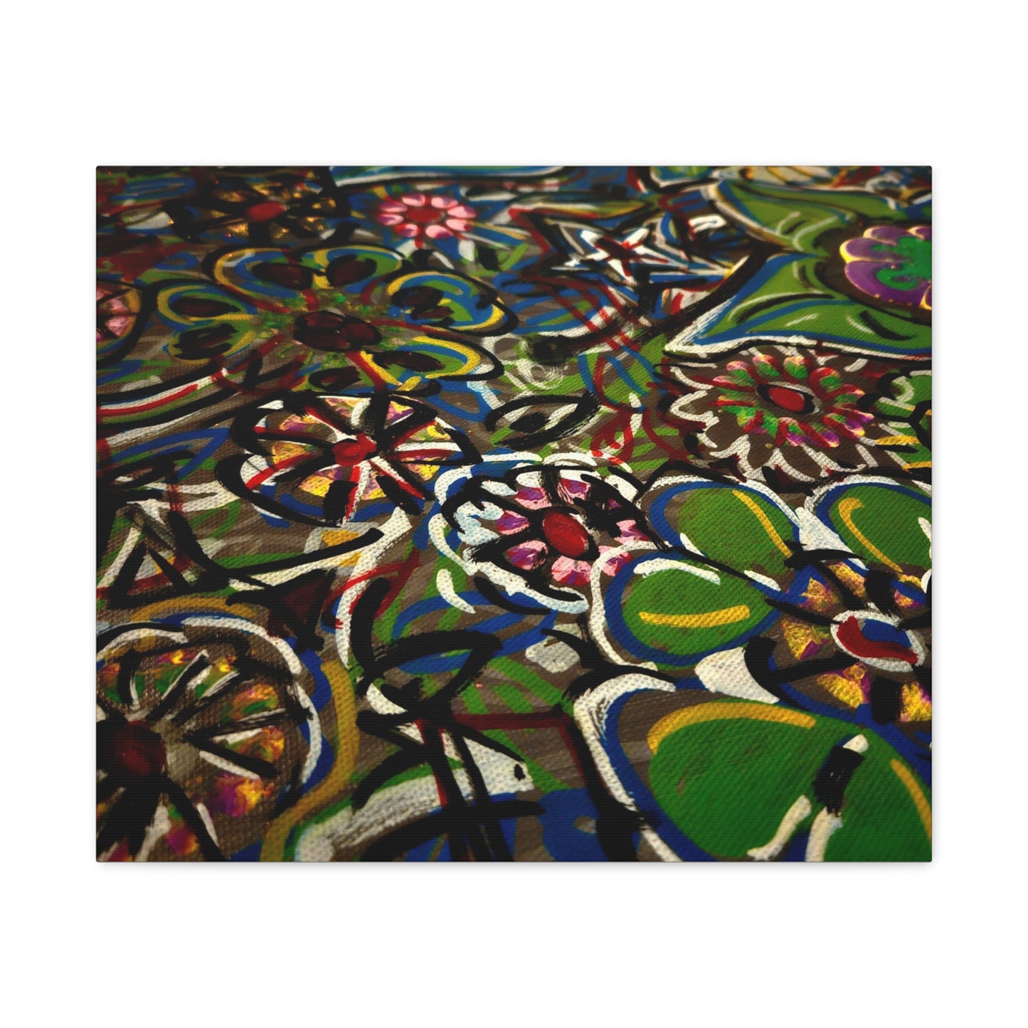 Urban_Gardening - Abstract Floral Canvas Print — Colorful Street-Art Style Stretched Wall Art