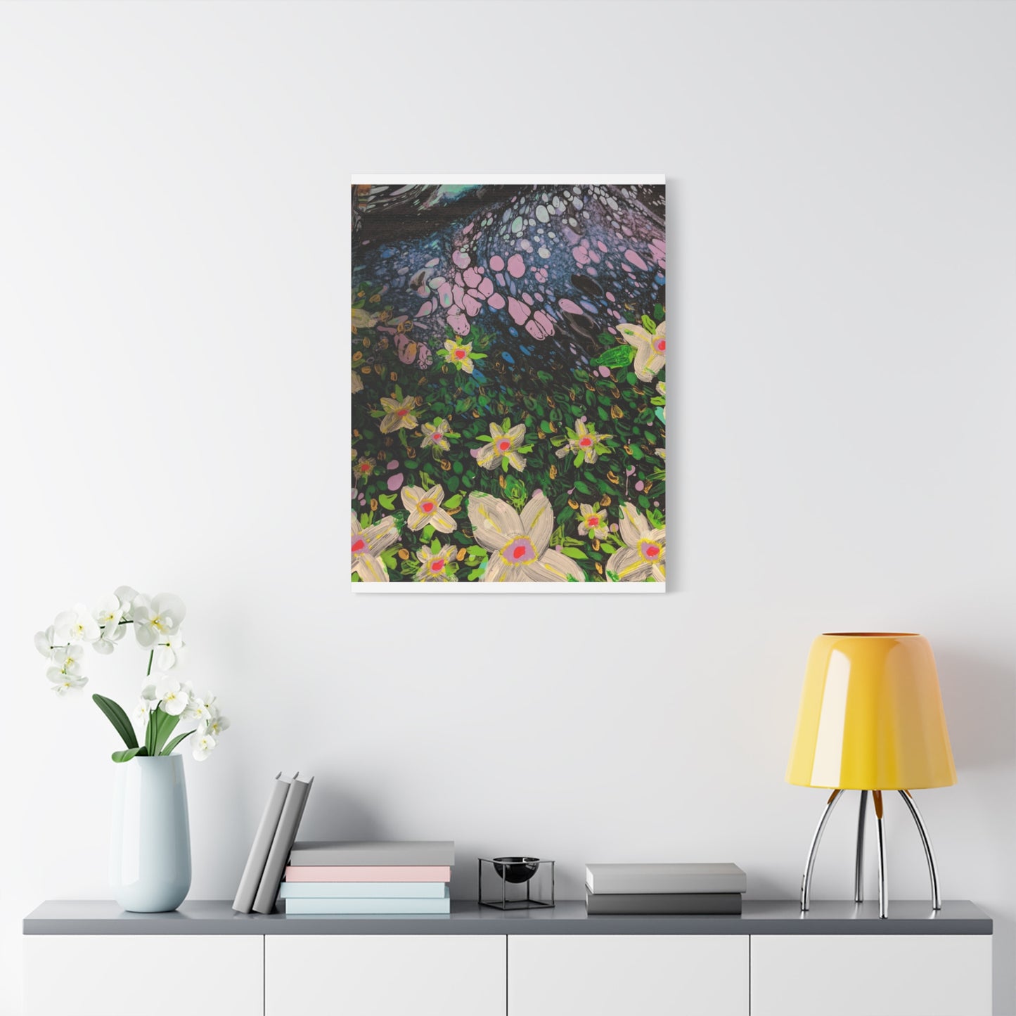 Floetrol&Flowers - Night Pour Garden Matte Canvas Print — Stretched Wall Art