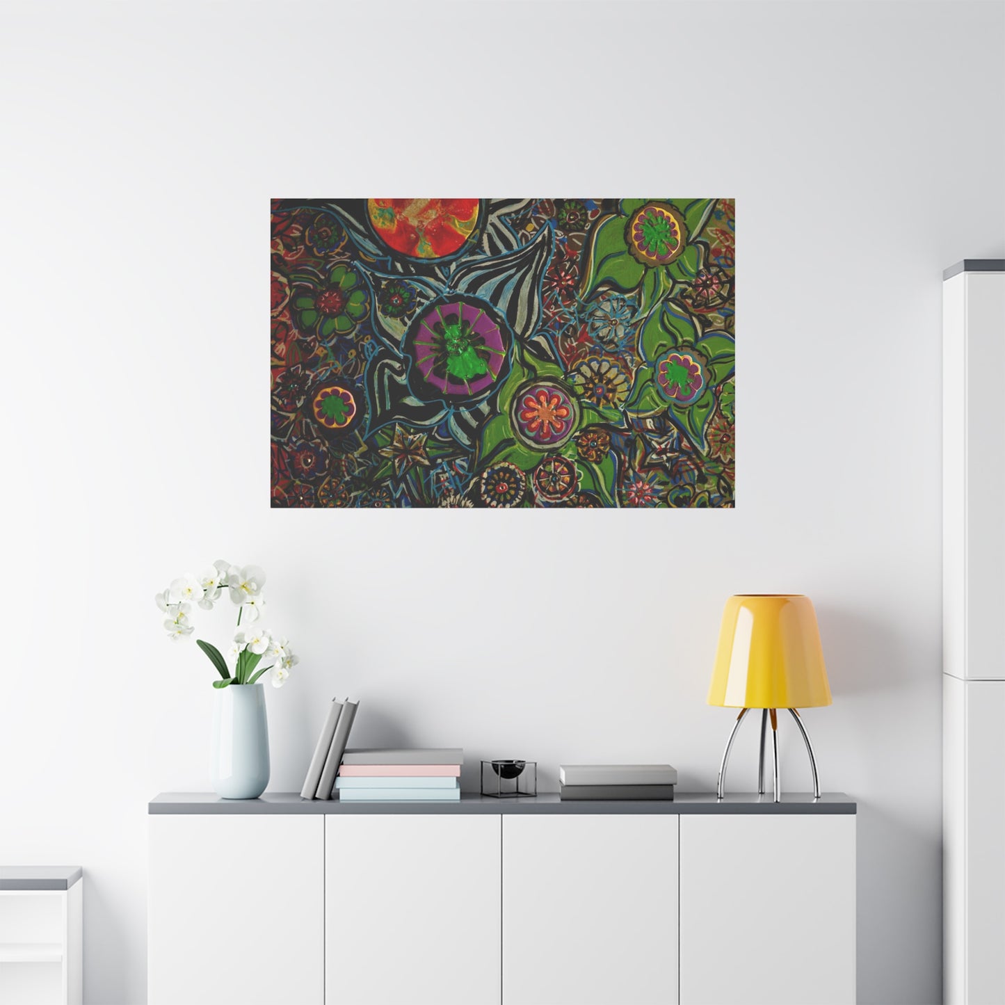 Urban_gardening-03 - Psychedelic Floral Canvas Print — Vibrant Abstract Garden Wall Art