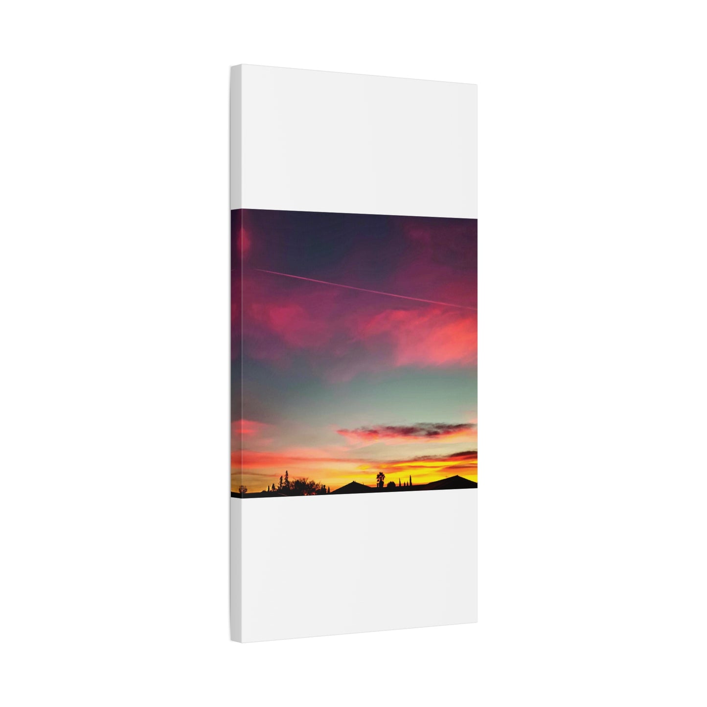 pink sky at morning - Horizon Matte Canvas Print — Vibrant Pink & Teal Sky Wall Art, Stretched 1.25"