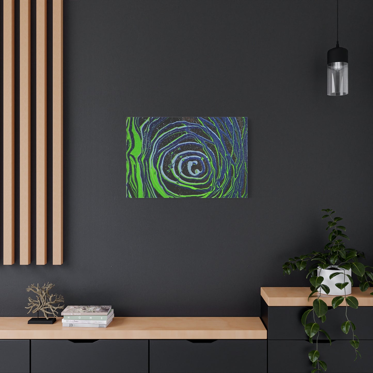 Abstract Green Swirl Matte Canvas Art — Stretched 1.25" Wall Décor