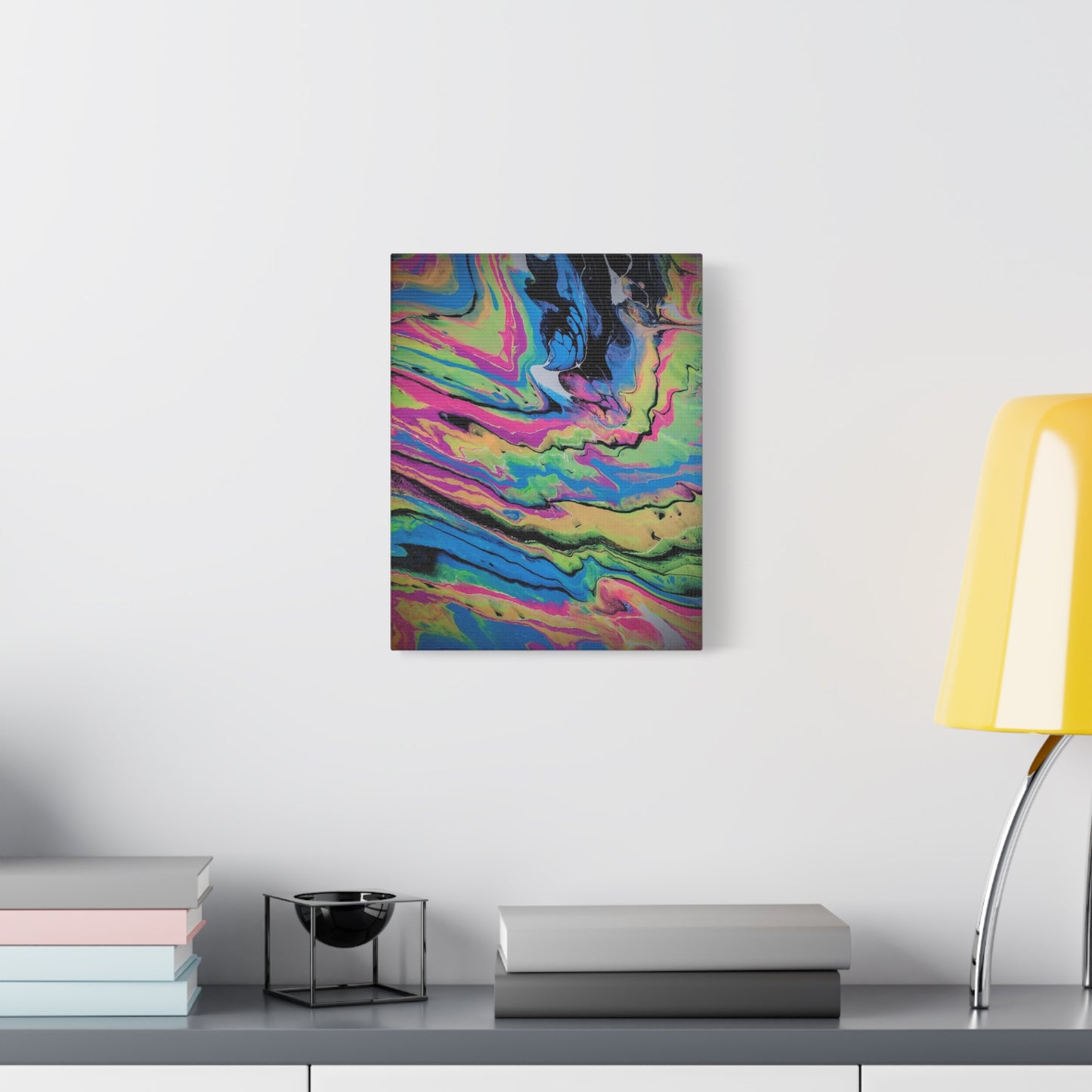 Abstract Neon Fluid Art Canvas Print — Vibrant Psychedelic Wall Decor