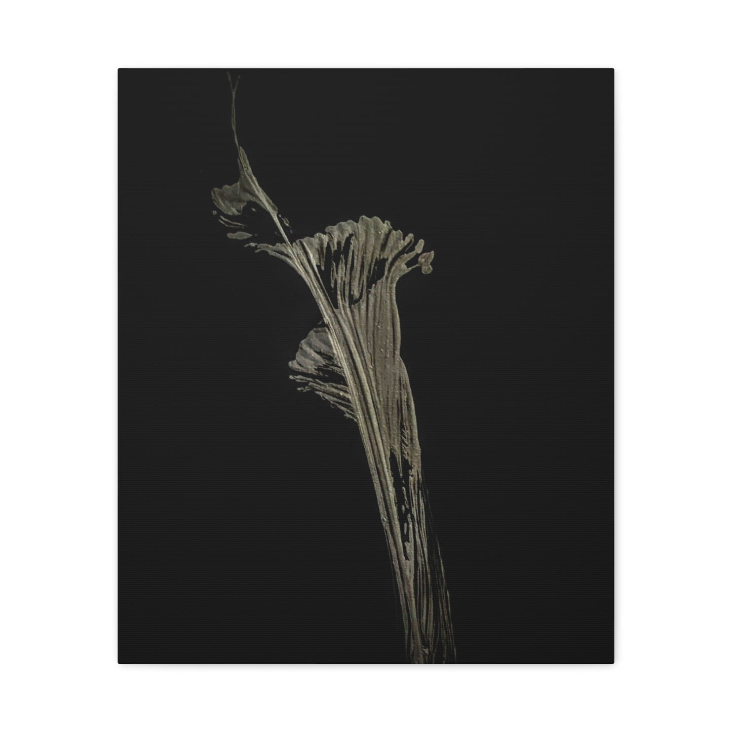 Calla Lilly - Minimalist Botanical Canvas Print — Monochrome Flower Art on Black Matte