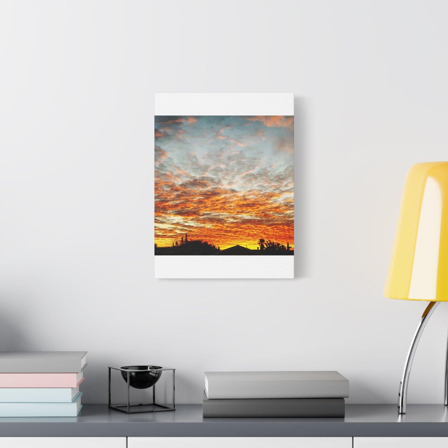 Sunset Sky Canvas Print — Orange Cloudscape Matte Stretched Wall Art