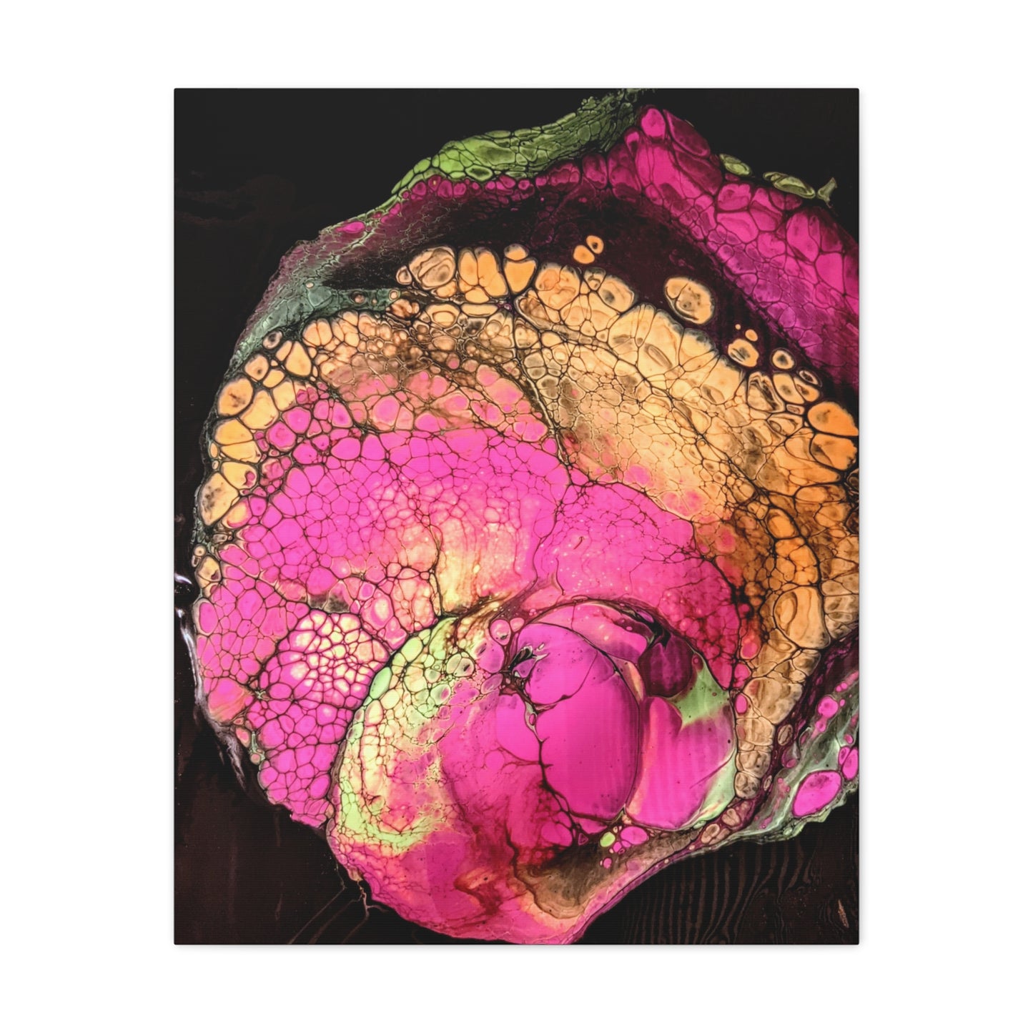 Abstract Pink & Gold Fluid Art Canvas
