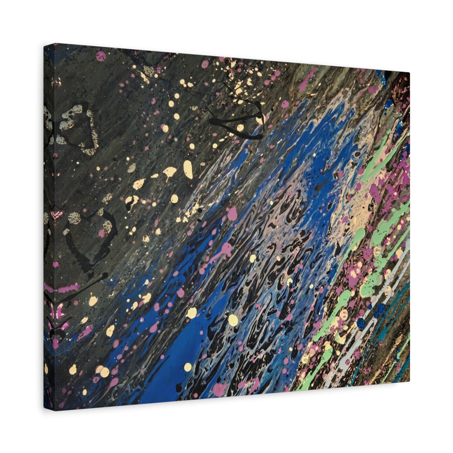 Abstract Splatter Matte Canvas Print — Colorful Fluid Art Wall Decor, Stretched 1.25"
