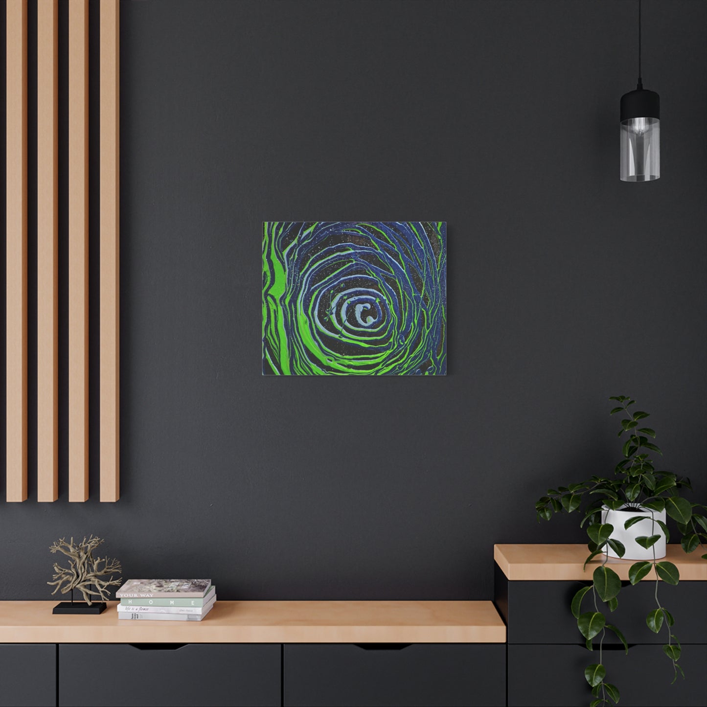 Abstract Green Swirl Matte Canvas Art — Stretched 1.25" Wall Décor