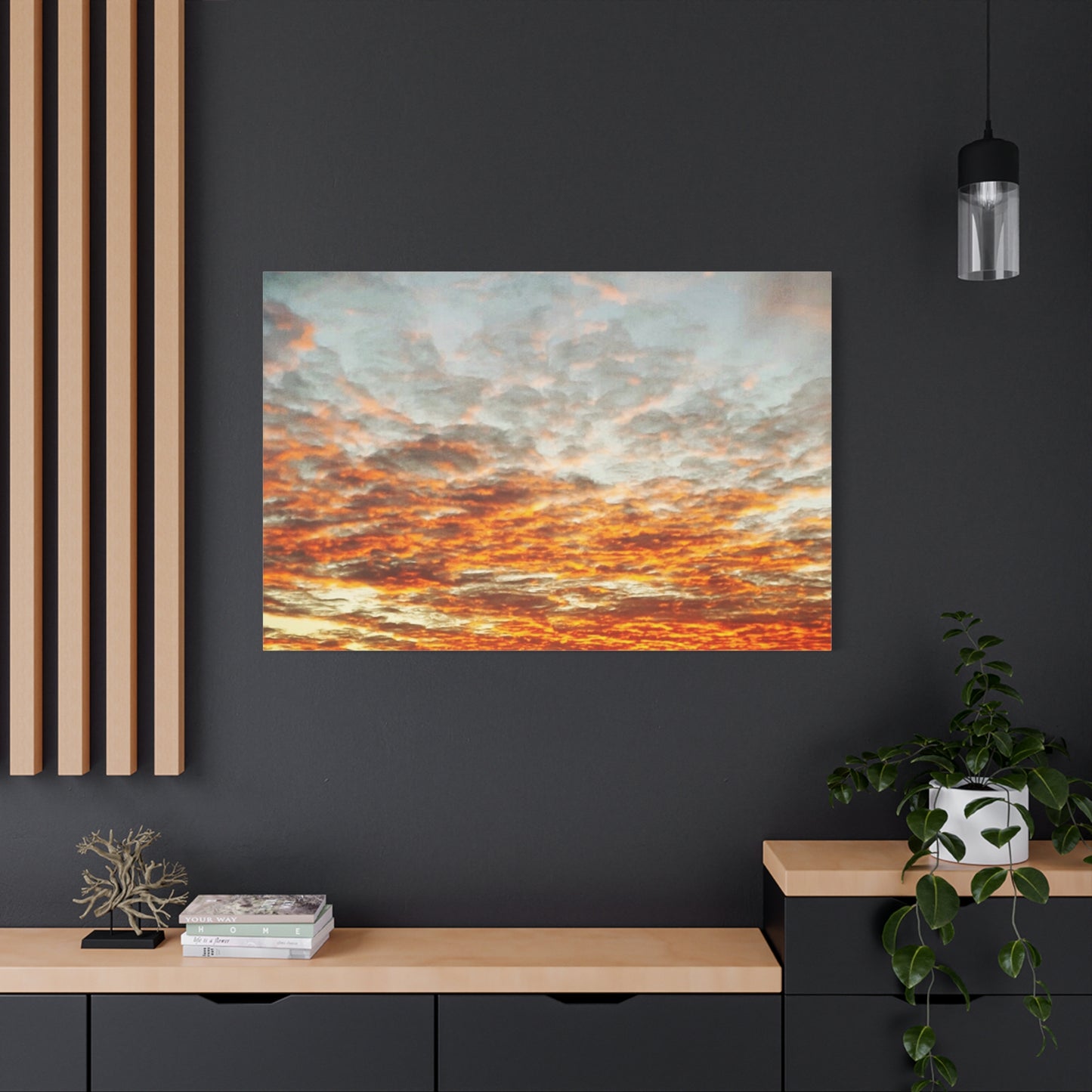 Sunset Sky Canvas Print — Orange Cloudscape Matte Stretched Wall Art