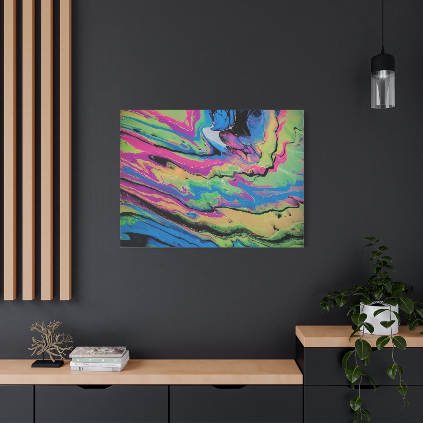 Abstract Neon Fluid Art Canvas Print — Vibrant Psychedelic Wall Decor
