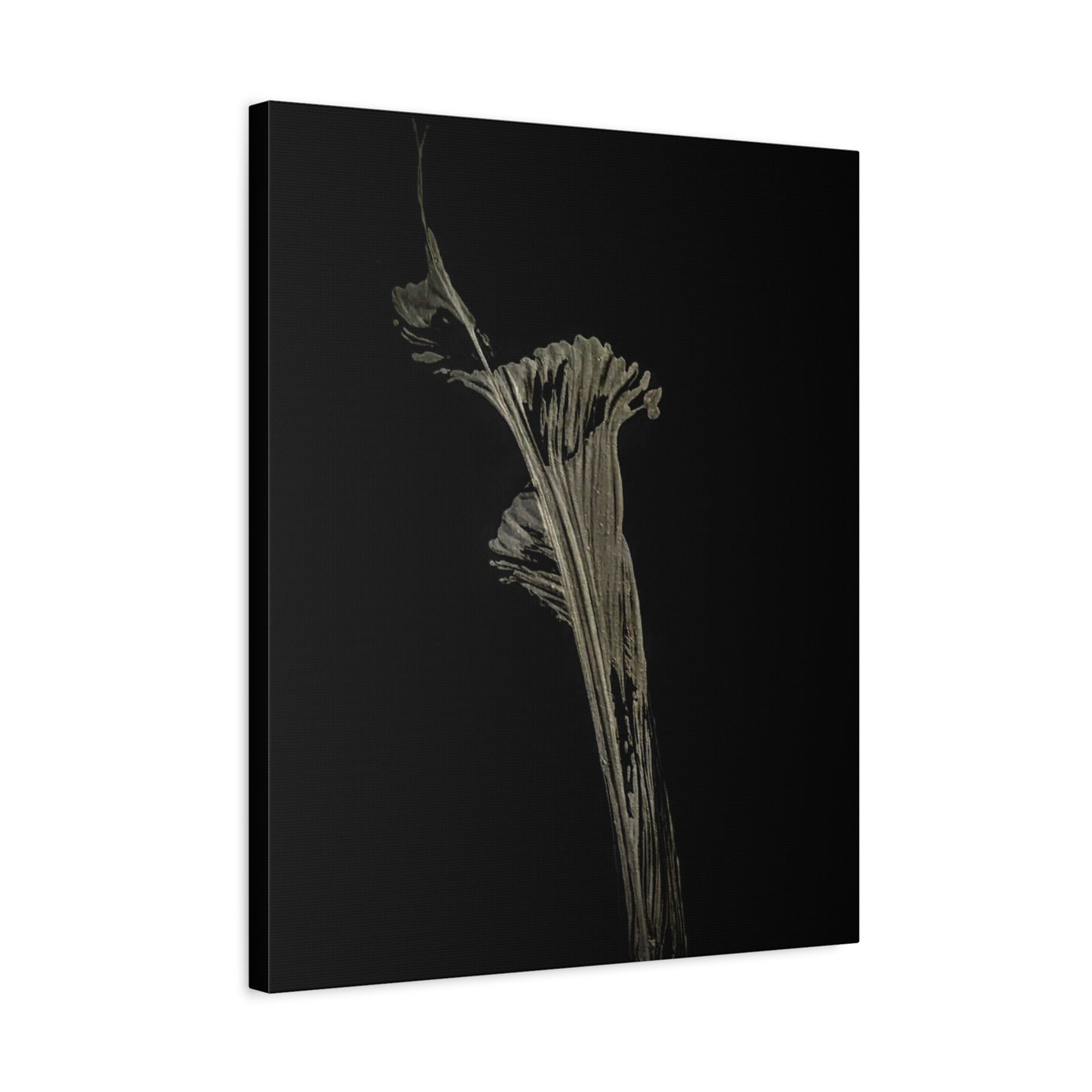 Calla Lilly - Minimalist Botanical Canvas Print — Monochrome Flower Art on Black Matte