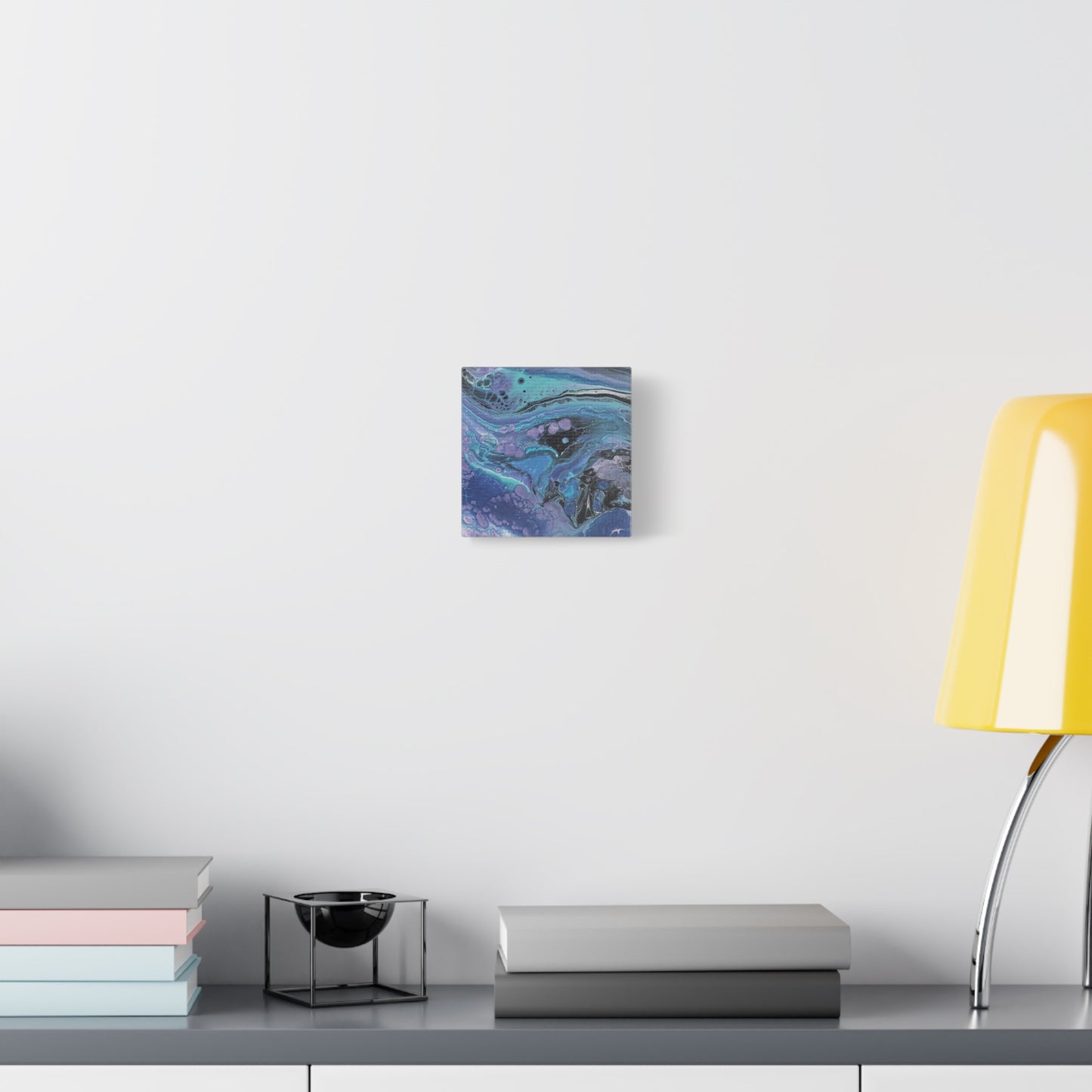 Abstract Ocean Wave Matte Canvas Print — Blue & Purple Fluid Art, Stretched 1.25"